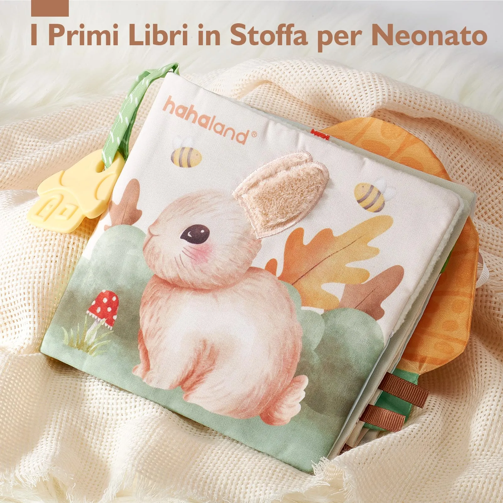 hahaland Libro di Stoffa Interattivo con Animali per Neonati 0-6 Mesi - immagine 9