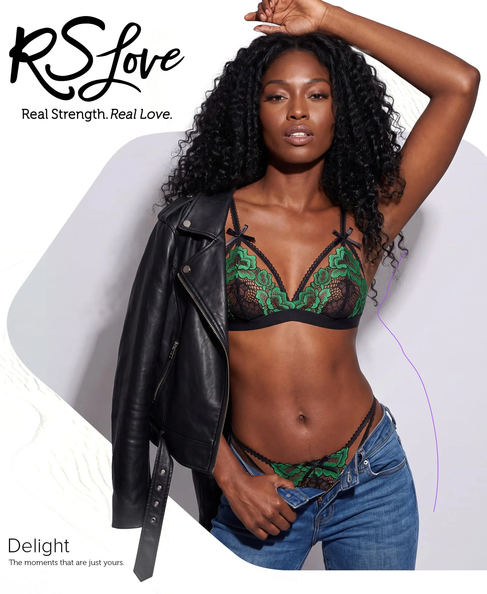 RSLOVE Set Lingerie da Donna in Pizzo con Reggiseno, Slip e Giarrettiera, Nero Verde, XXL - immagine 2
