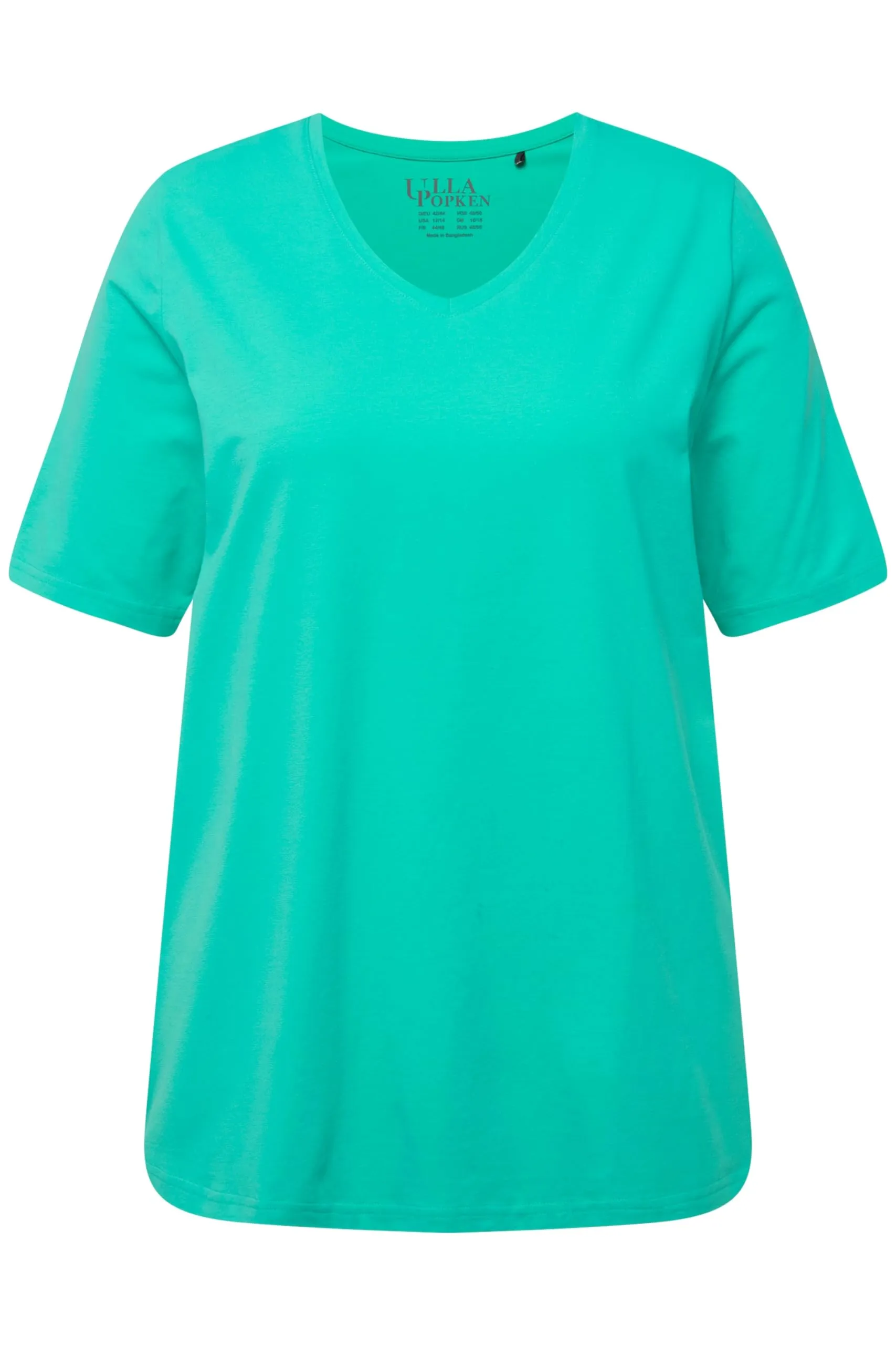 Ulla Popken Donna T-Shirt Linea A Scollo a V Mezza Manica Verde Turchese 64 IT/66 IT - immagine 4