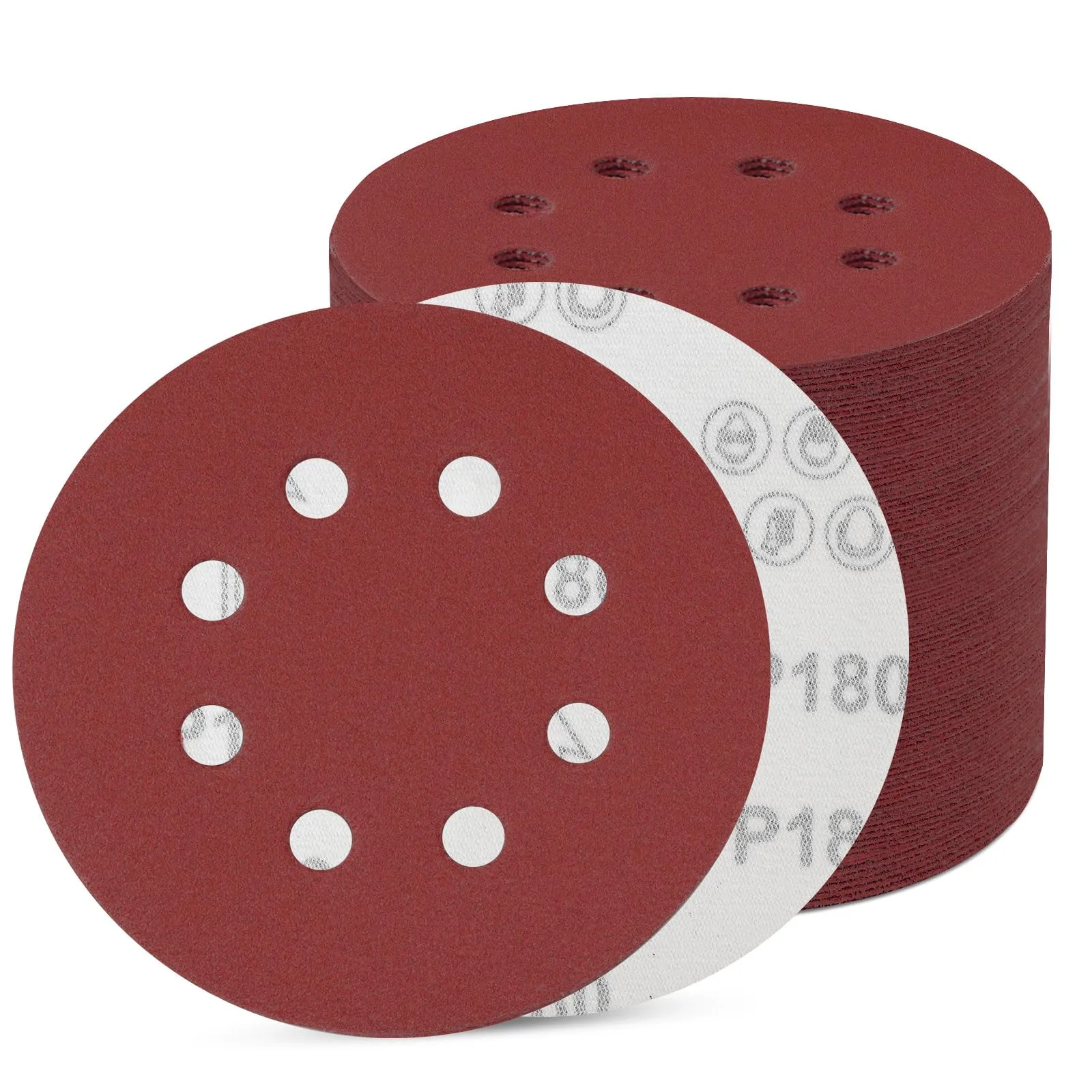 Sinand SZ-125 Dischi di carta vetrata 125 mm, 8 fori, 80 pezzi grana 100 - immagine 1
