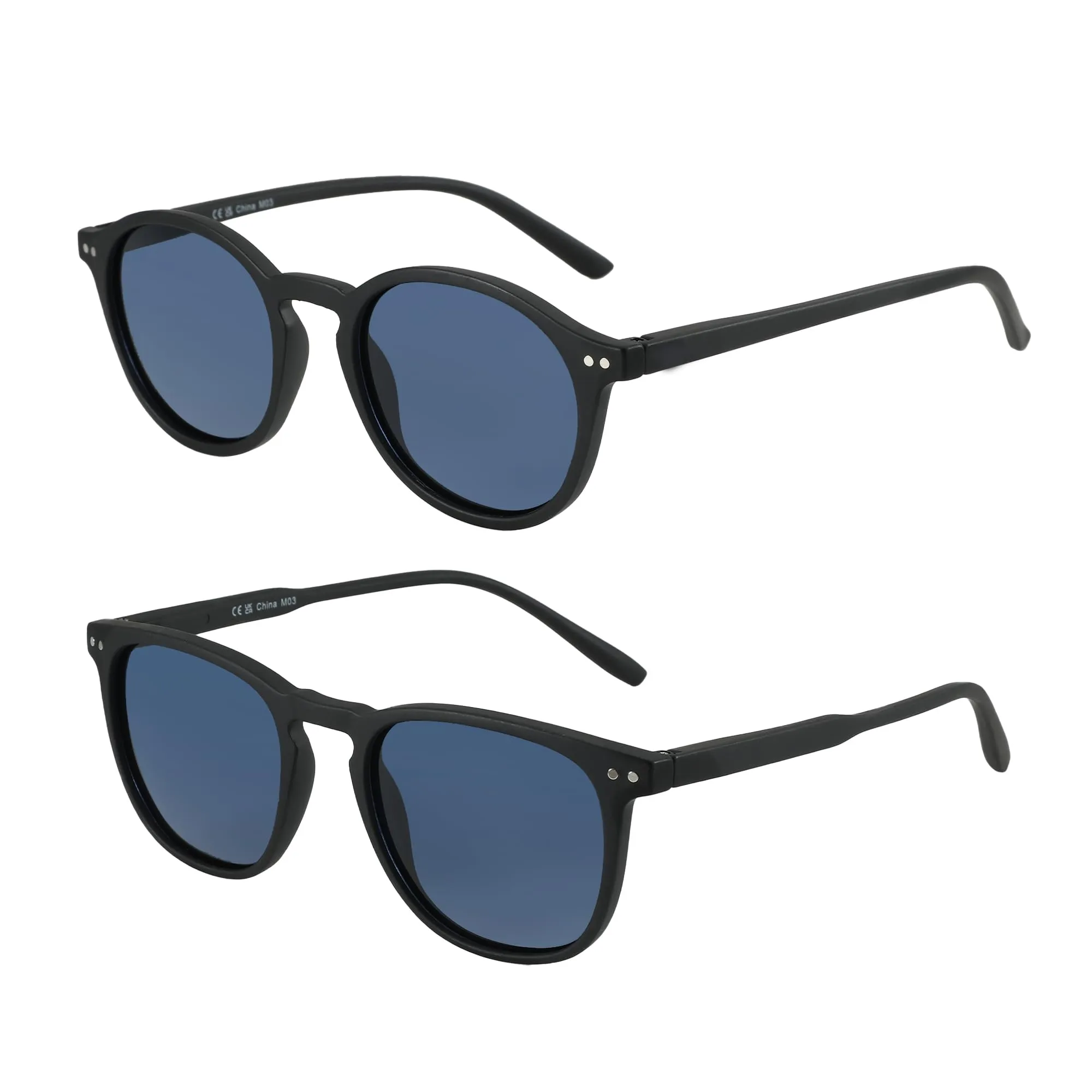 ZENOTTIC 2 Paia Occhiali da Sole Polarizzati Retro Vintage Rotondi e Quadrati Protezione UV400 Unisex - immagine 1
