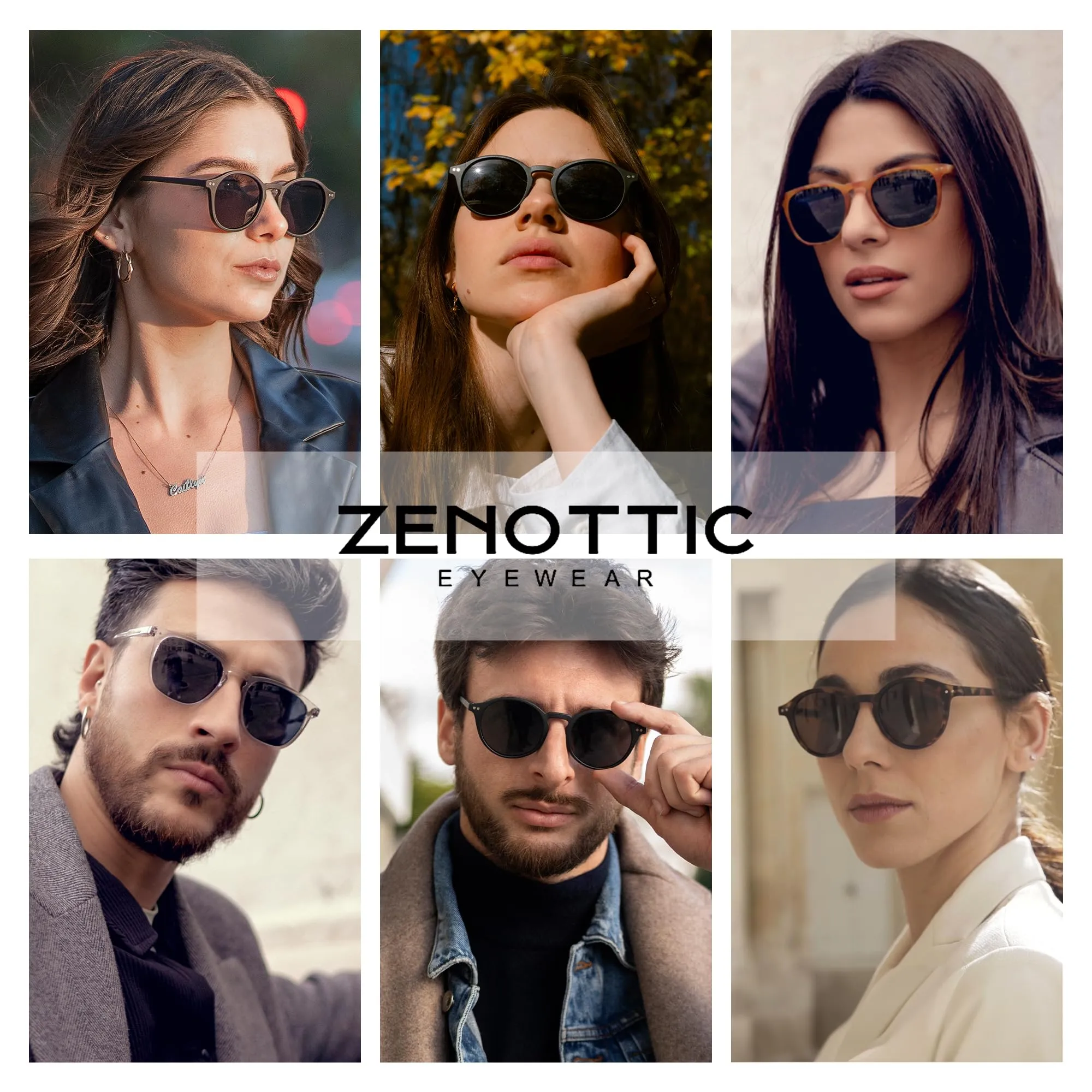 ZENOTTIC 2 Paia Occhiali da Sole Polarizzati Retro Vintage Rotondi e Quadrati Protezione UV400 Unisex - immagine 3