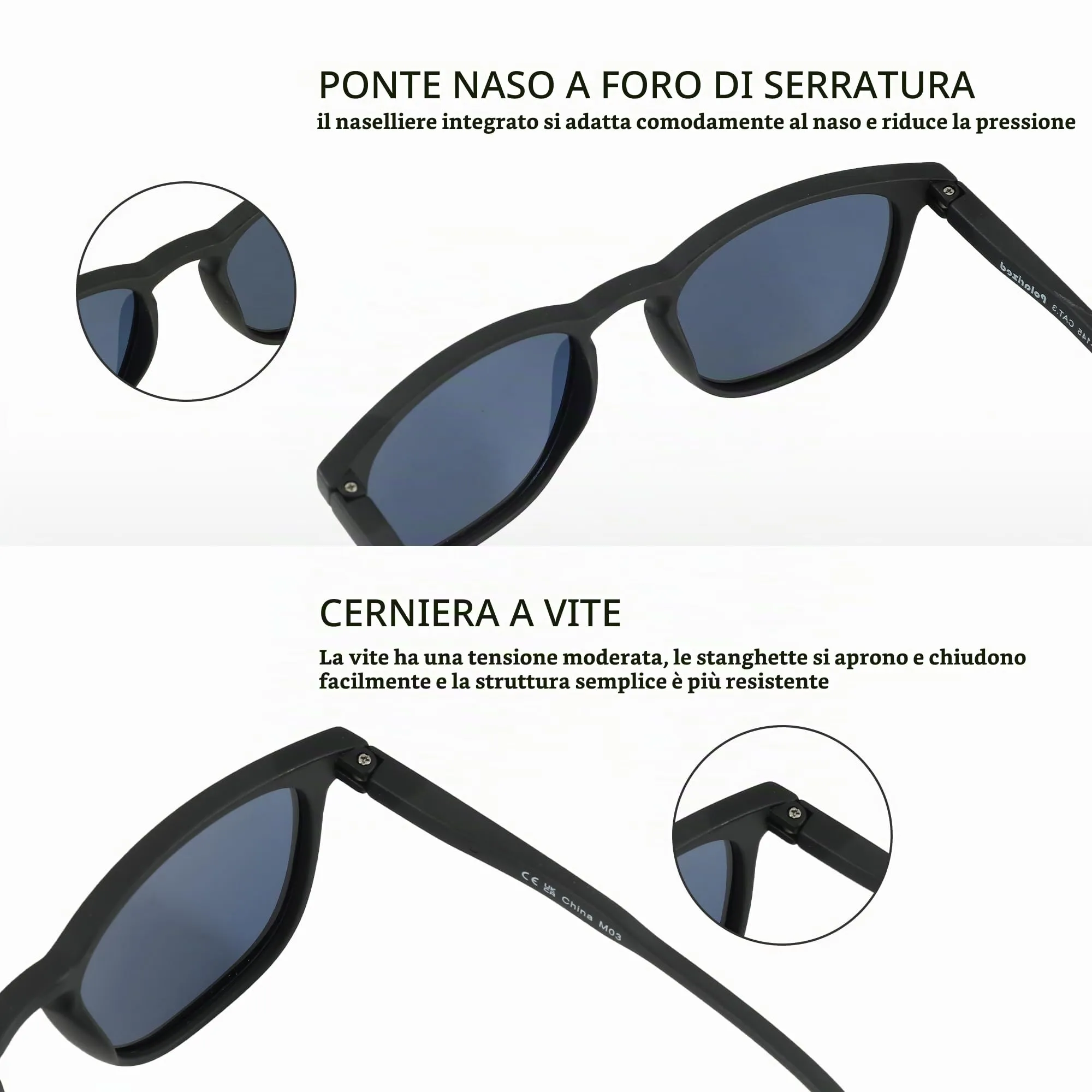 ZENOTTIC 2 Paia Occhiali da Sole Polarizzati Retro Vintage Rotondi e Quadrati Protezione UV400 Unisex - immagine 5