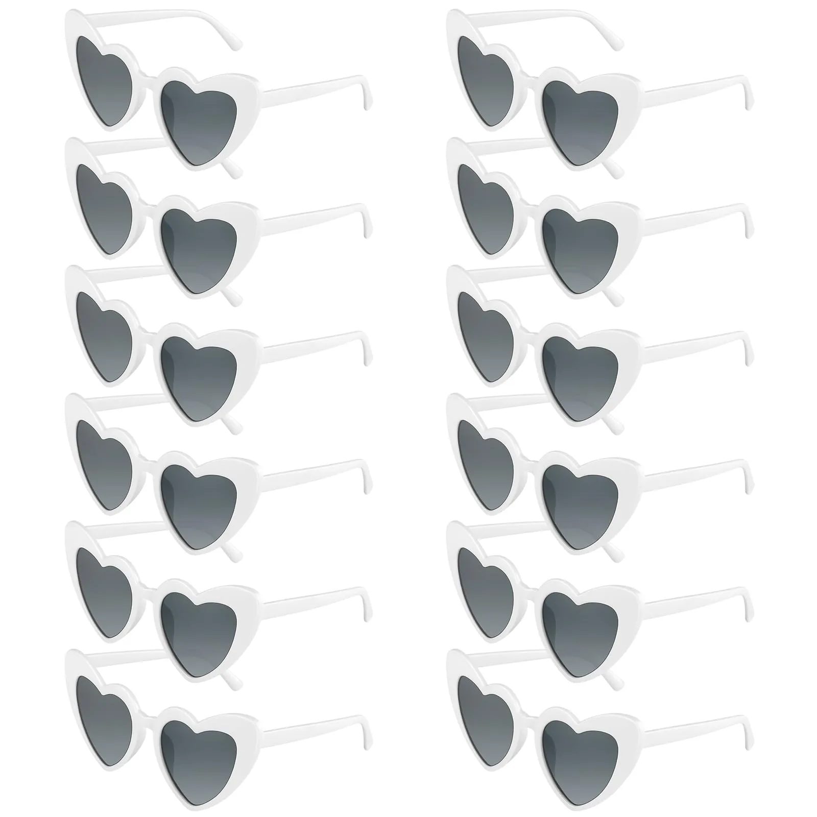 BOUBONI Occhiali da Sole a Forma di Cuore Vintage, Bianco, Confezione da 12 pezzi, 15.3cm - immagine 1