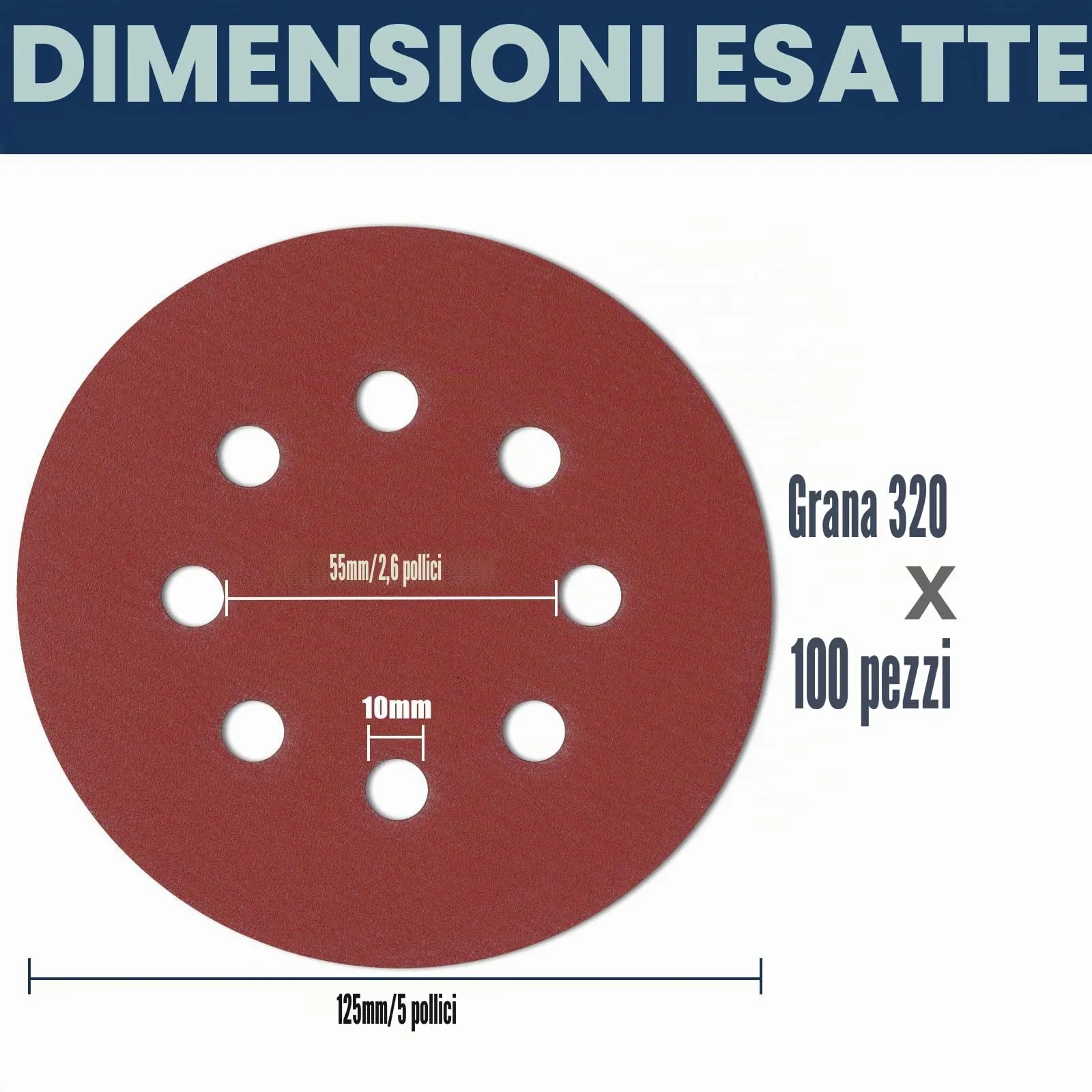 Sinand SZ-125 Dischi di Carta Vetrata 125 mm a 8 Fori, 100 Pezzi, Assortimento Grane 40-400 - immagine 2