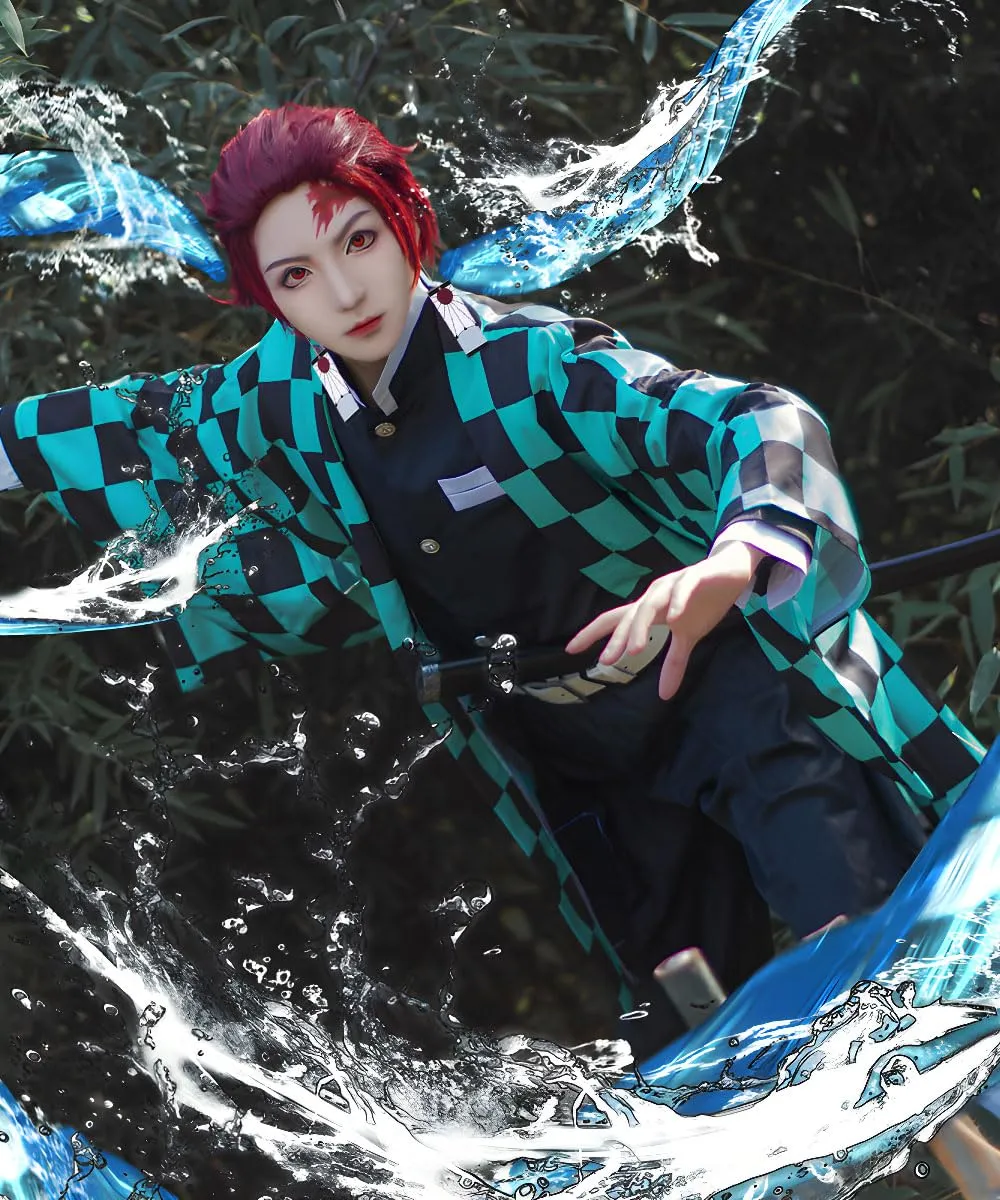 YYDSXK Cosplay Costume Tanjirou Kimono Set with Cloak and Accessories - immagine 7