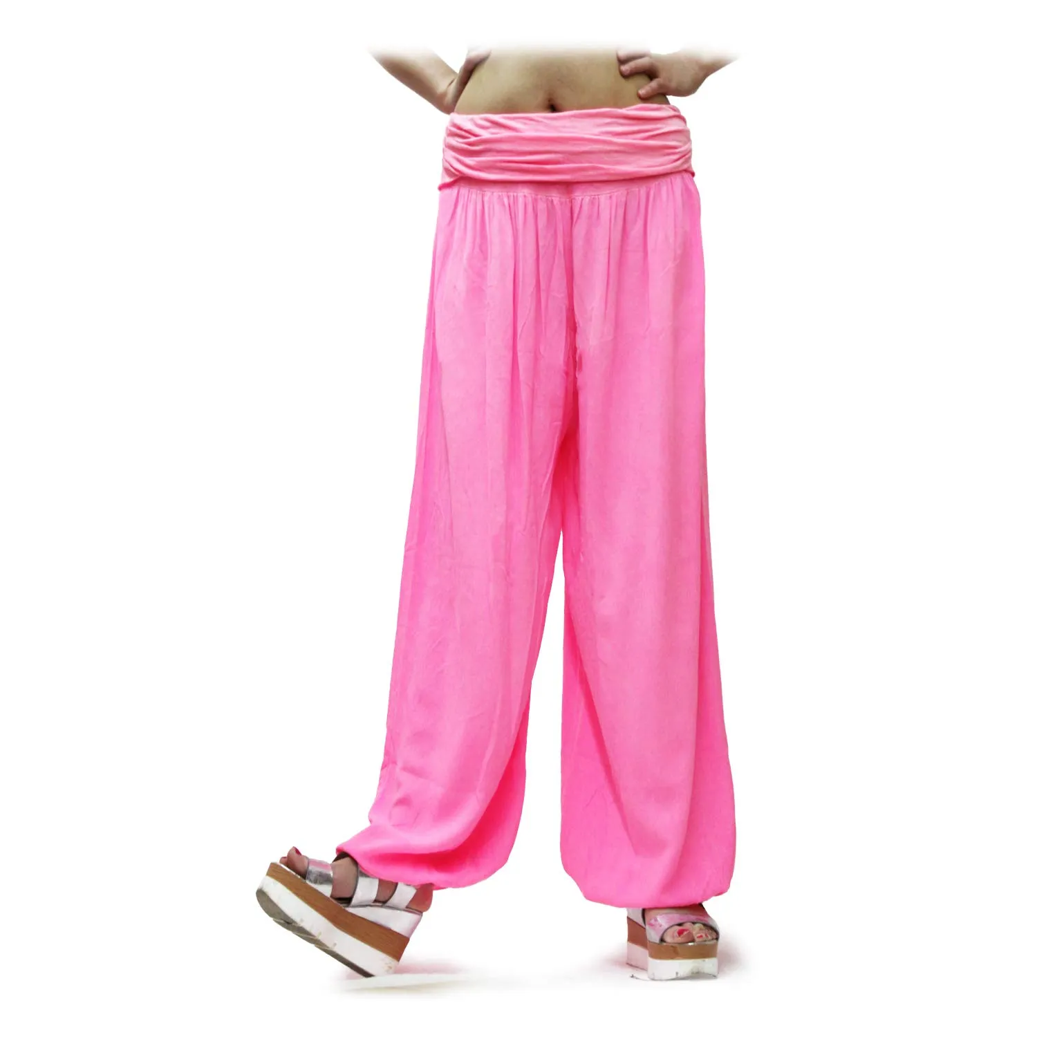 GLAMEXX24 Pantaloni Harem Donna Larga Casual per Yoga, Pilates e Danza con Tasche, Leggeri in Viscosa - immagine 2