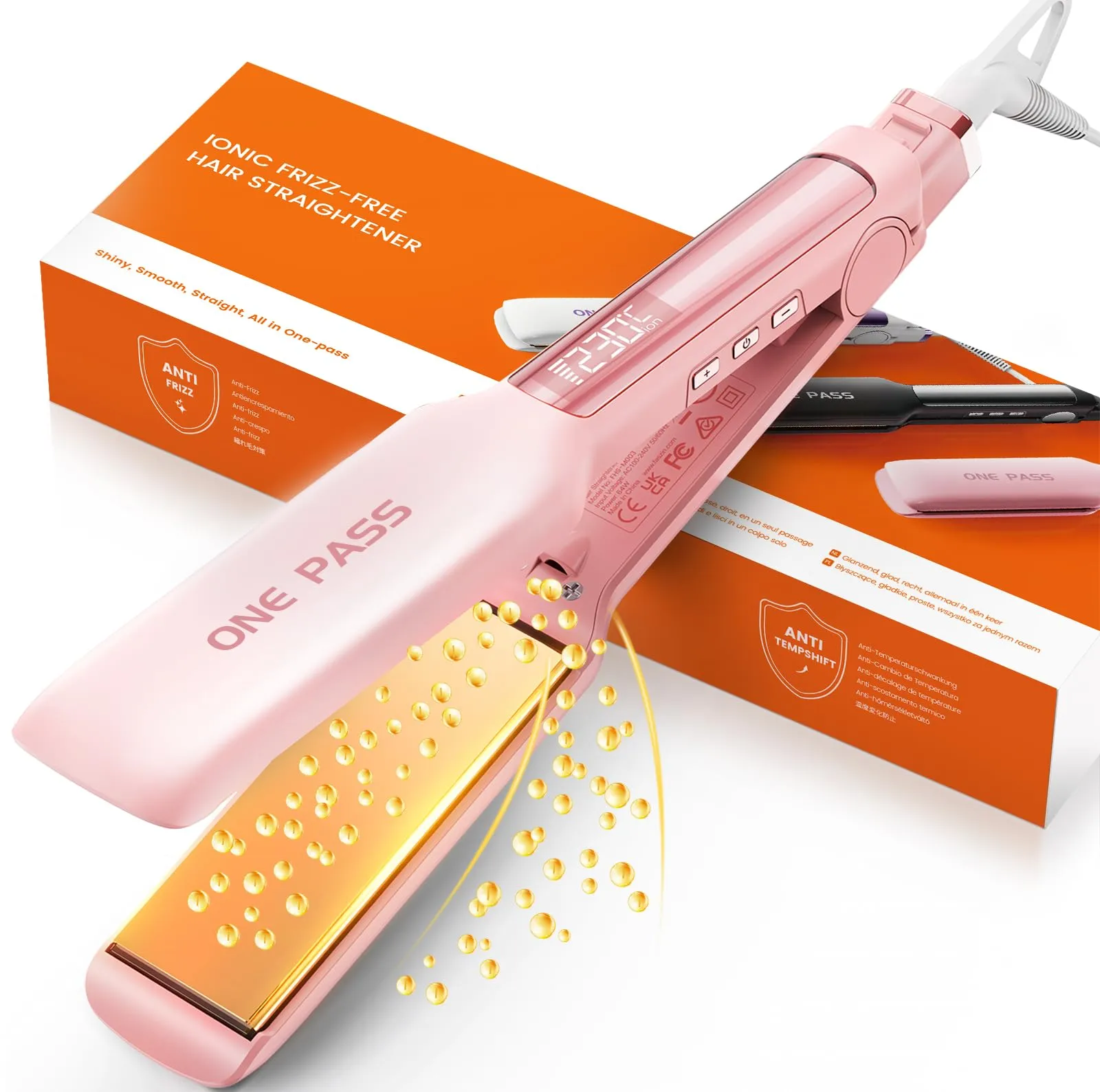 Faszin Piastra per Capelli Professionale in Titanio 42mm, Rosa - immagine 1