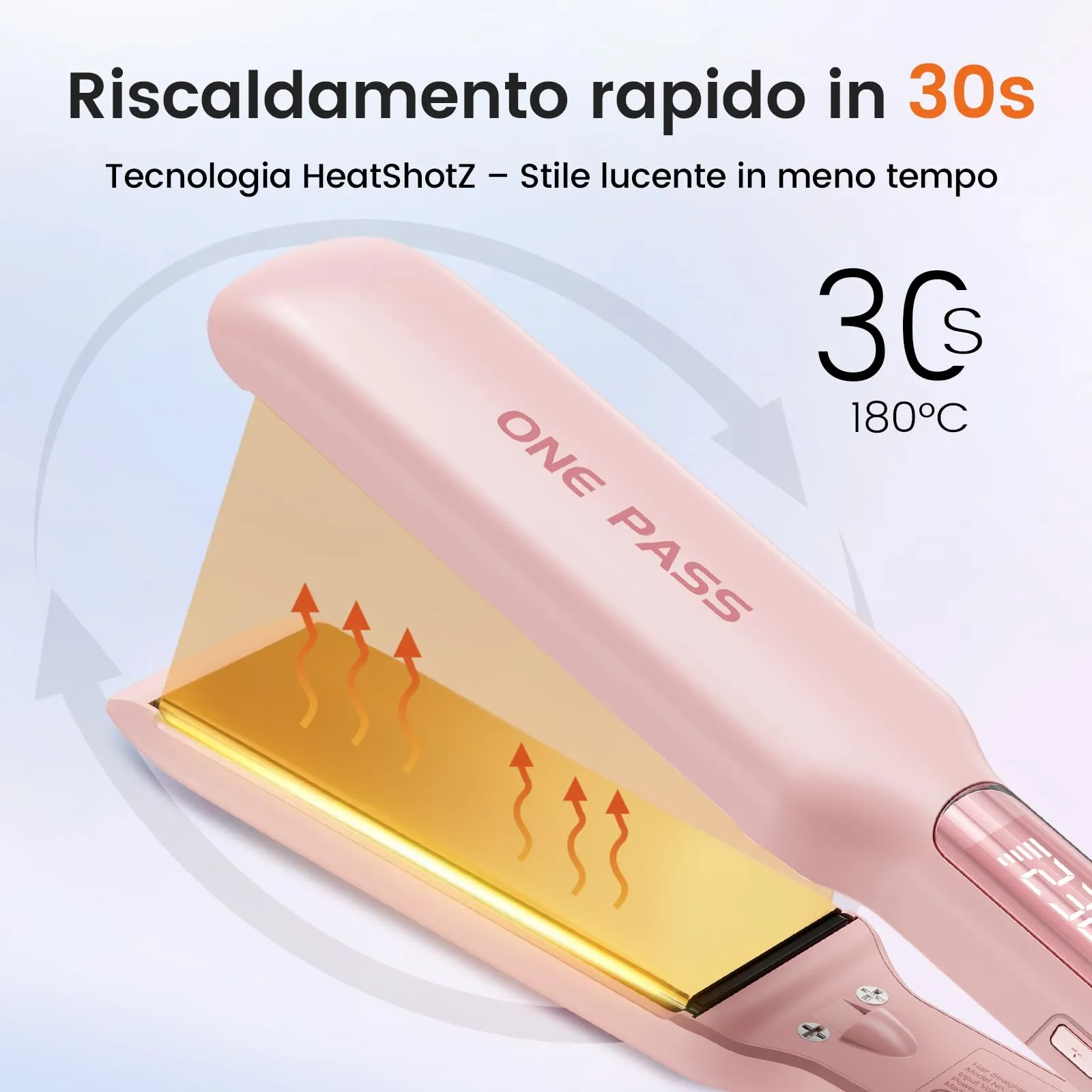 Faszin Piastra per Capelli Professionale in Titanio 42mm, Rosa - immagine 3