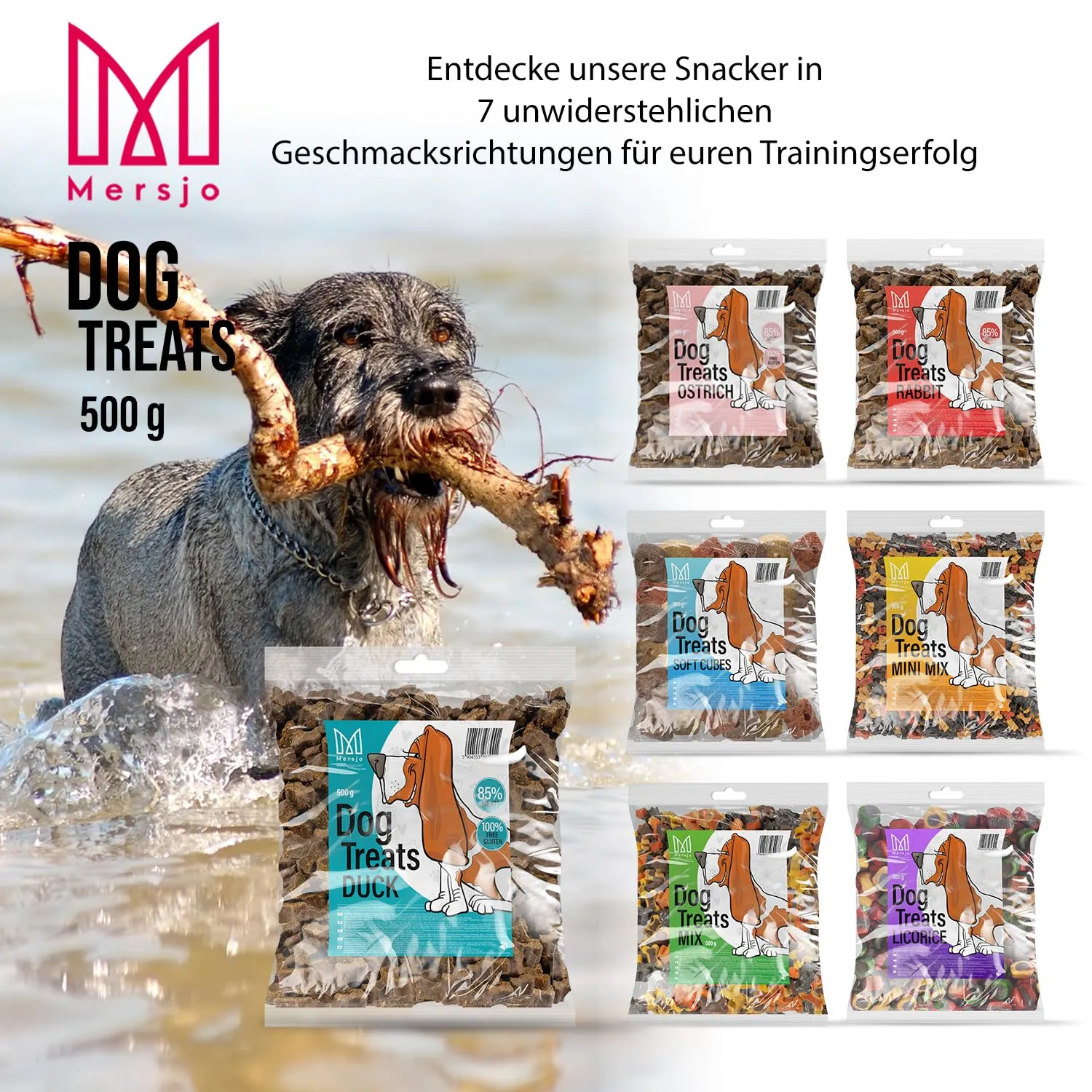 MERSJO Snack di allenamento per cani all'anatra, 500 g - immagine 4