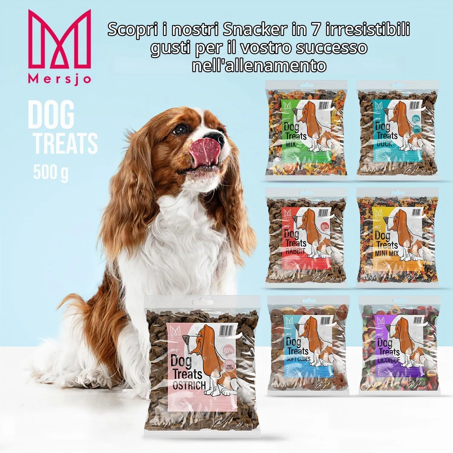 MERSJO Snack da Addestramento per Cani, Carne Secca, 500 g, Bouquet - immagine 6
