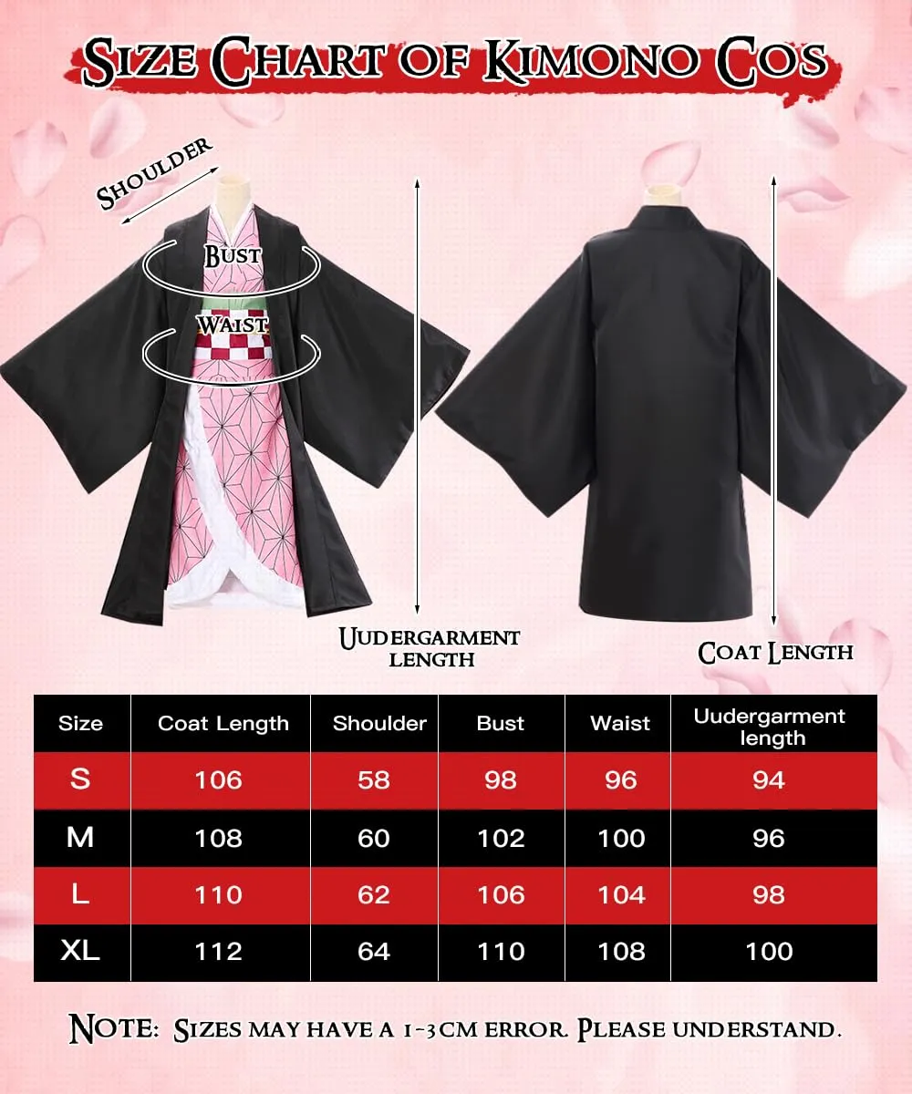 YYDSXK Nezuko Cosplay Costume Set with Kimono, Cloak, and Accessories - immagine 4