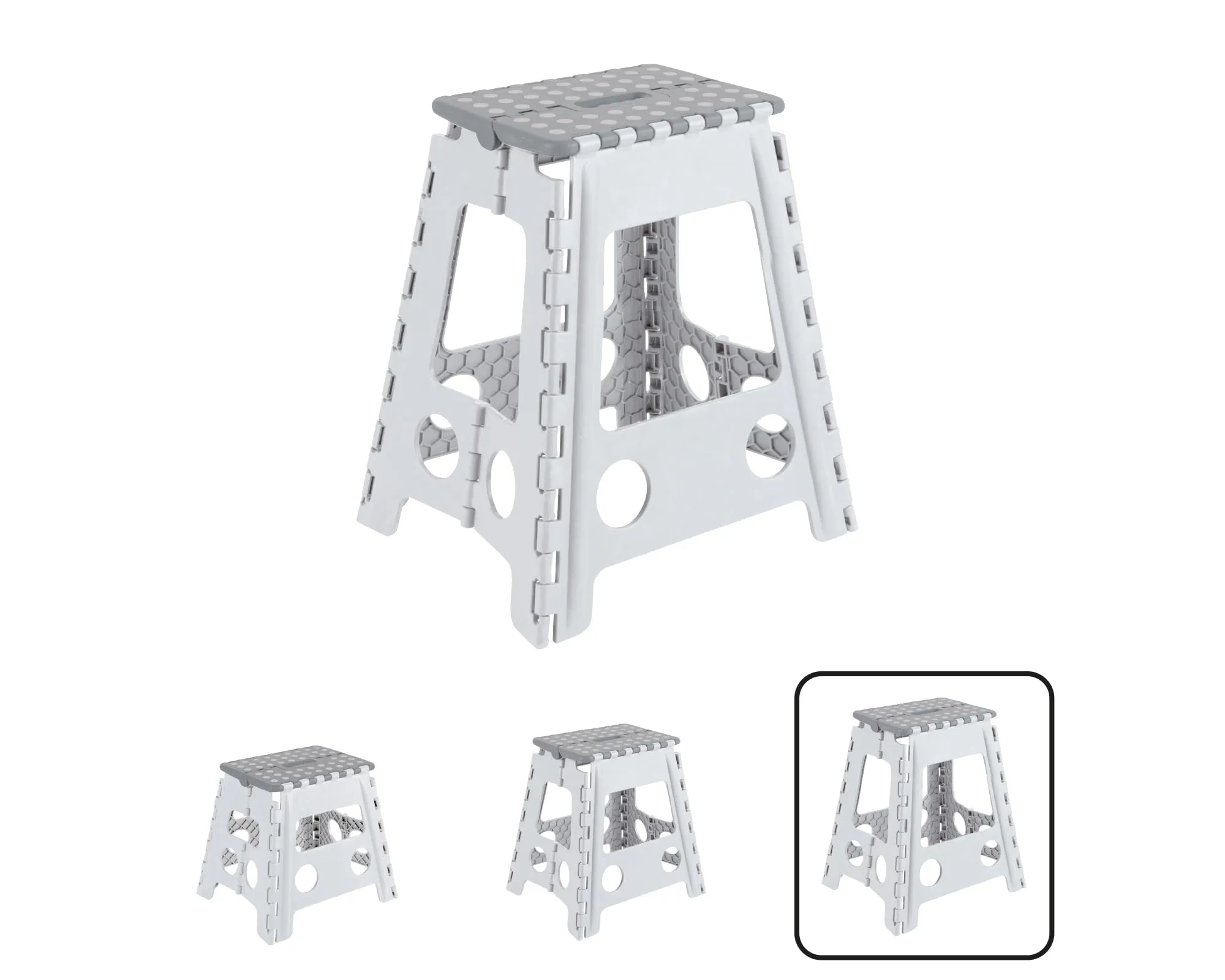 ARREGUI TB-045-G Sgabello Pieghevole Multiuso, 45 cm, Bianco e Grigio - immagine 1