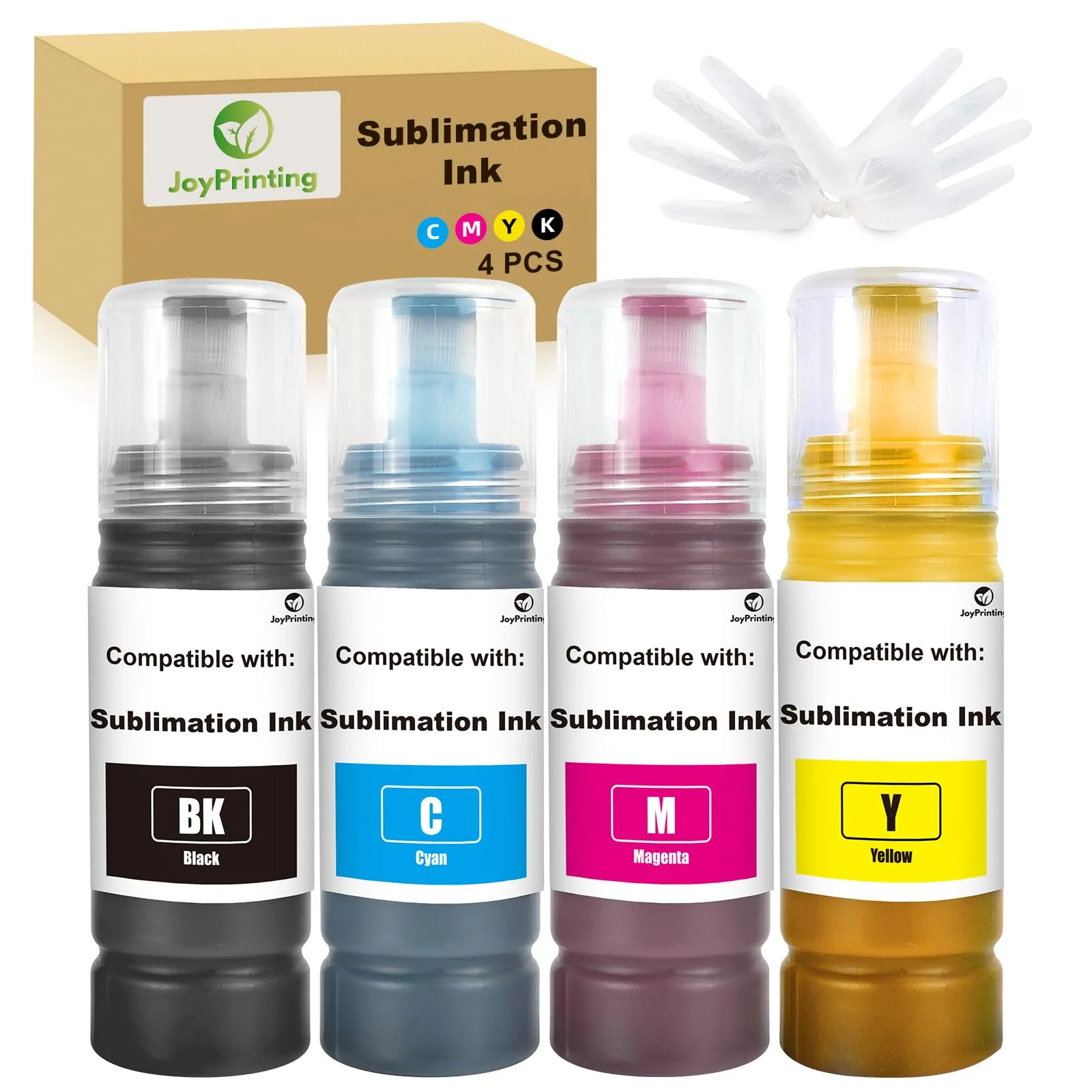 JoyPrinting Inchiostro a Sublimazione per ET-2810, 1810, 2710, 2714, 2711, 2726, 2850, 2820, 2830, 2815, 2856, 2876, 2750, 2700, 2870, 2871, 2811, 2860, 2861, 3850, 4850, 4500, 2650 (BK/C/M/Y) - immagine 1
