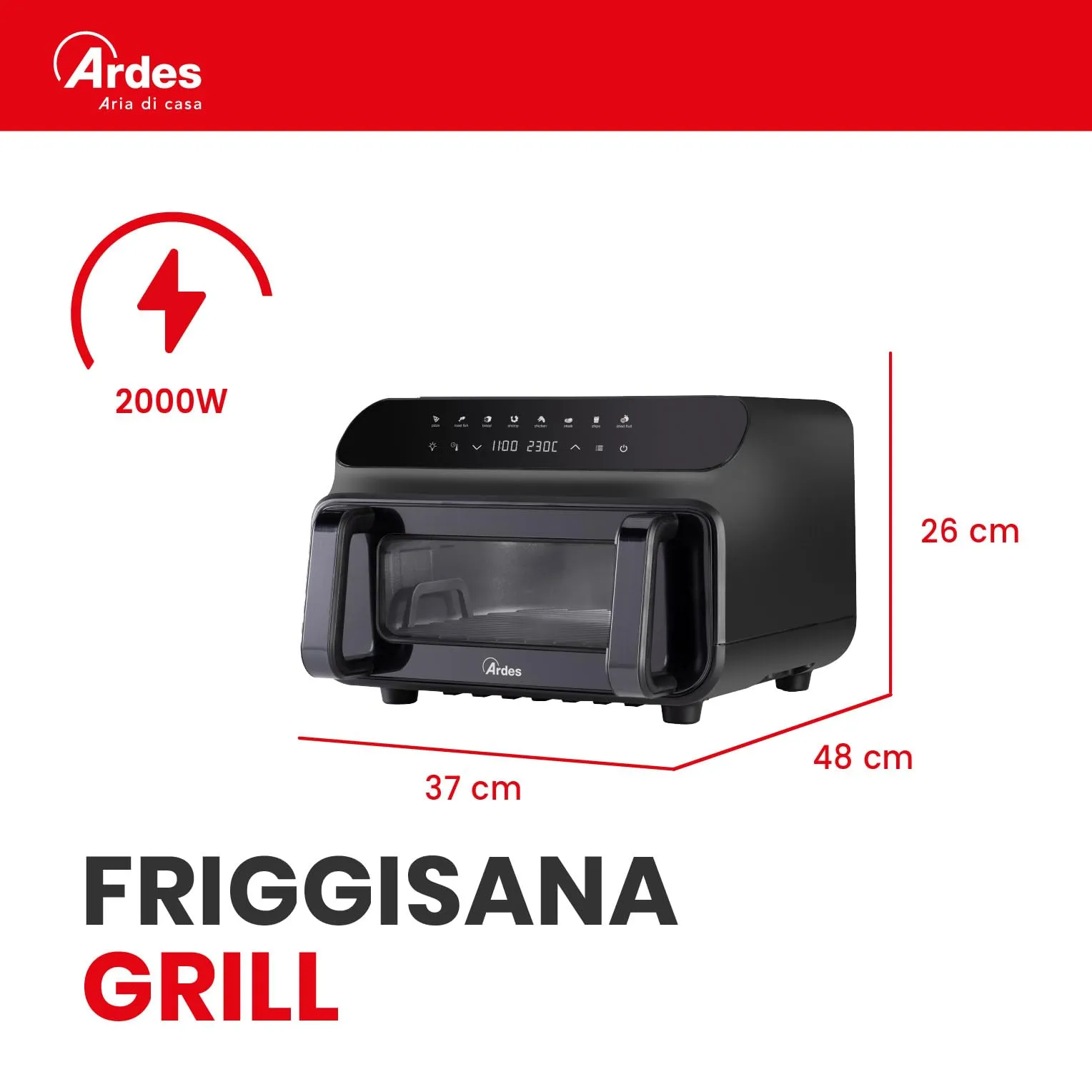 Ardes Friggisana Grill 10L, Friggitrice ad Aria e Grill 8 in 1, 2000W - immagine 2