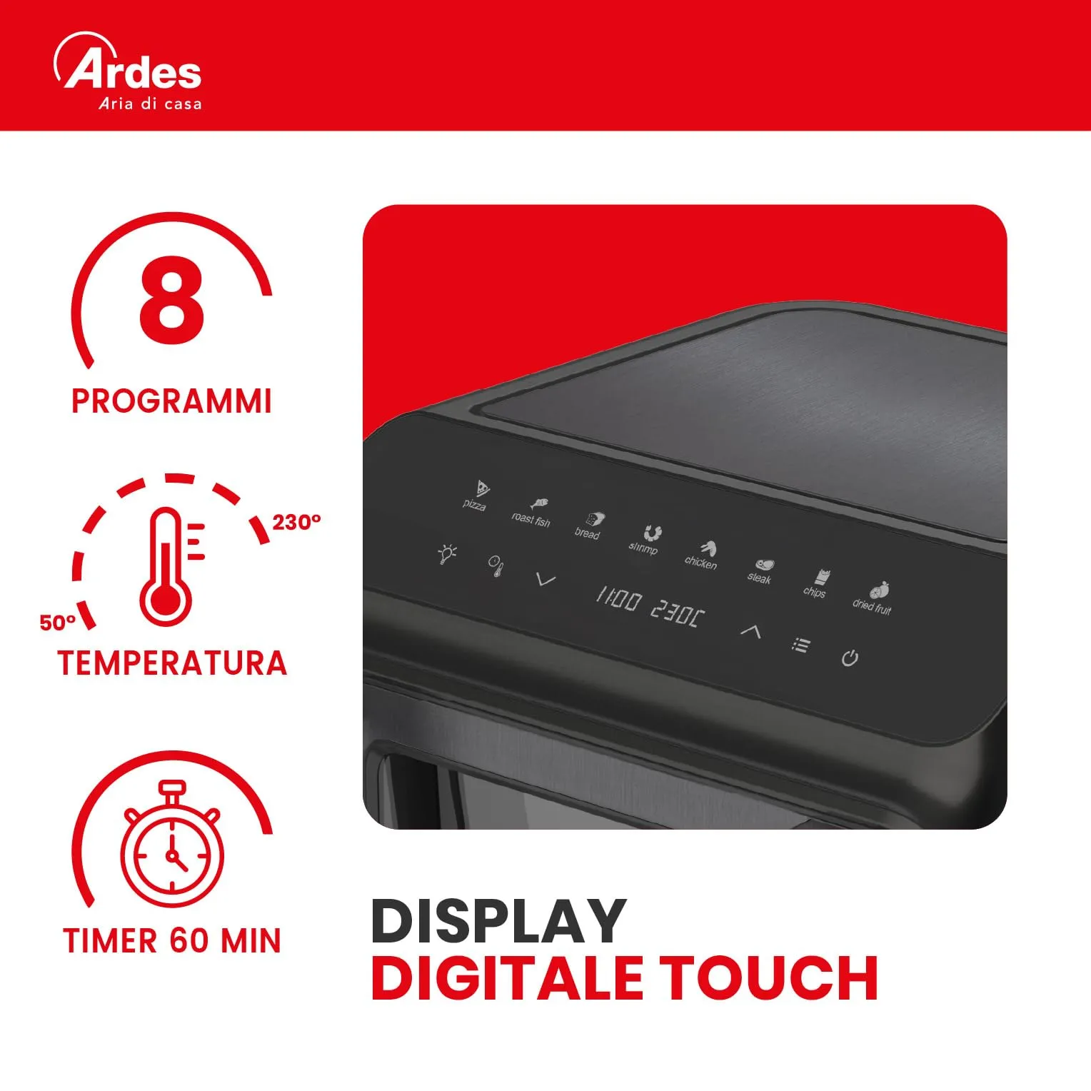 Ardes Friggisana Grill 10L, Friggitrice ad Aria e Grill 8 in 1, 2000W - immagine 5