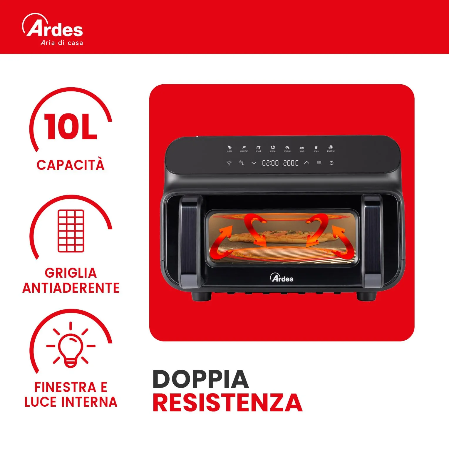 Ardes Friggisana Grill 10L, Friggitrice ad Aria e Grill 8 in 1, 2000W - immagine 6
