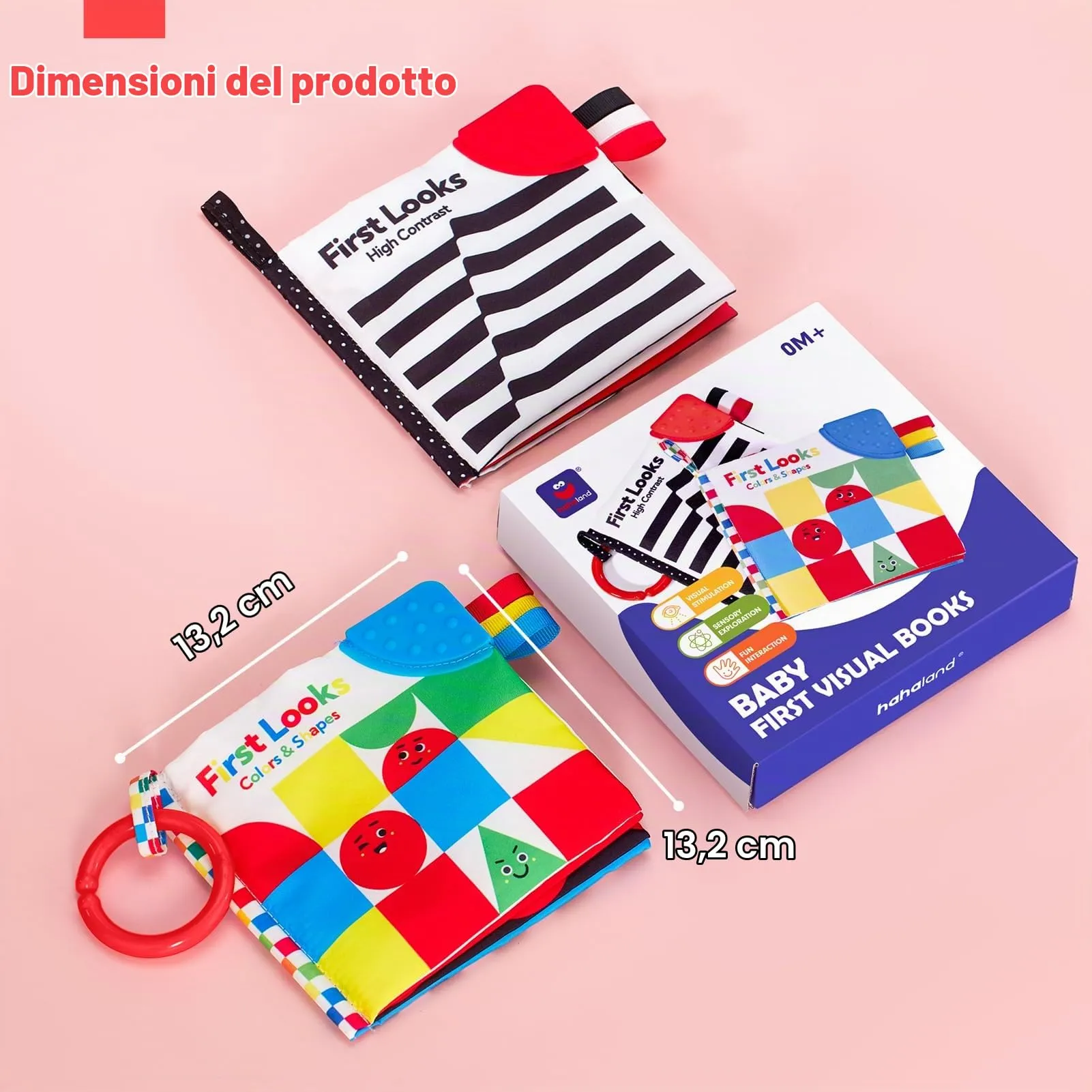 hahaland Libri di Stoffa Sensoriali per Neonato 0-3 Mesi, 2 Pezzi - immagine 6