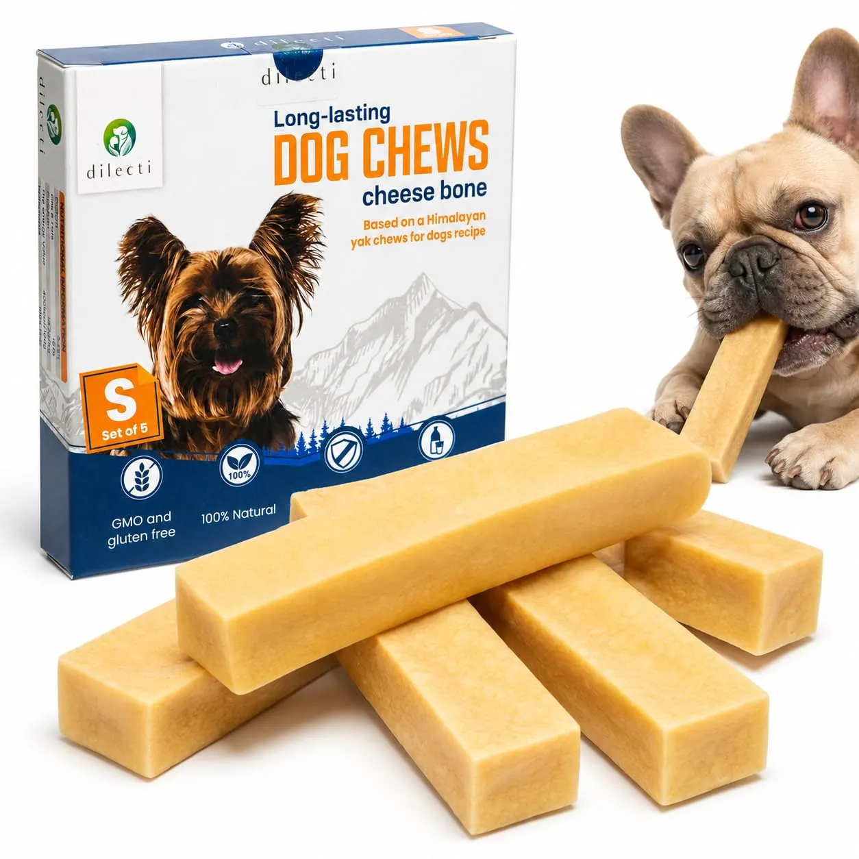 Dilecti Bastoncini al Formaggio Himalayano per Cani, Taglia S, Set 5 - immagine 1