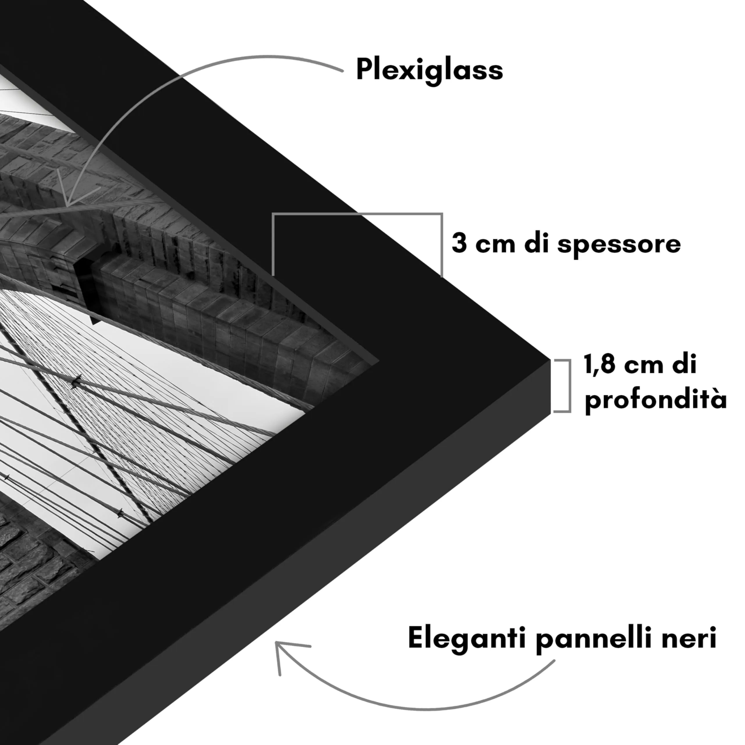 Americanflat Cornice in Legno MDF Nera 50x70 cm - immagine 3