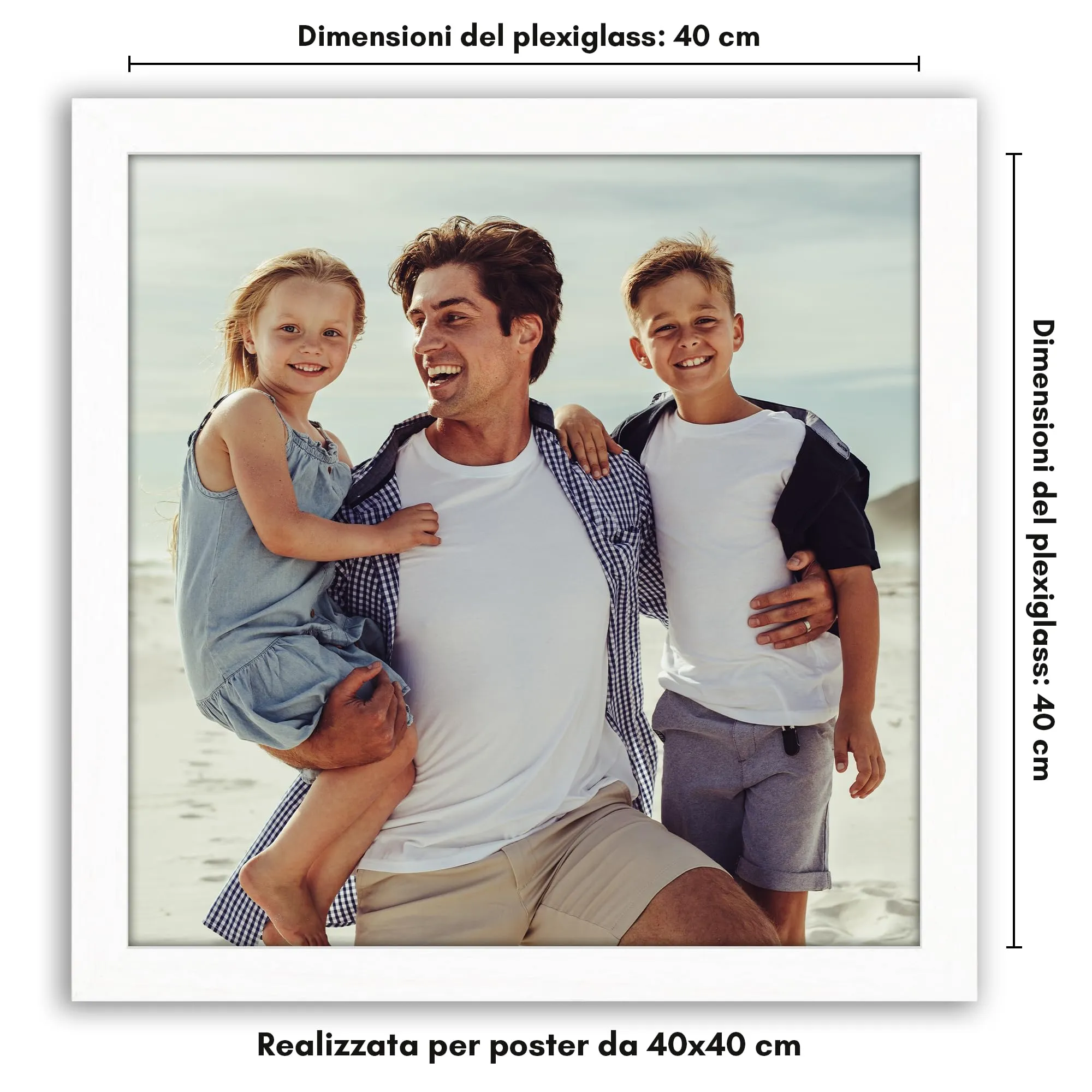 Americanflat Cornice Quadrata in Legno MDF 40x40 cm, Bianca - immagine 2