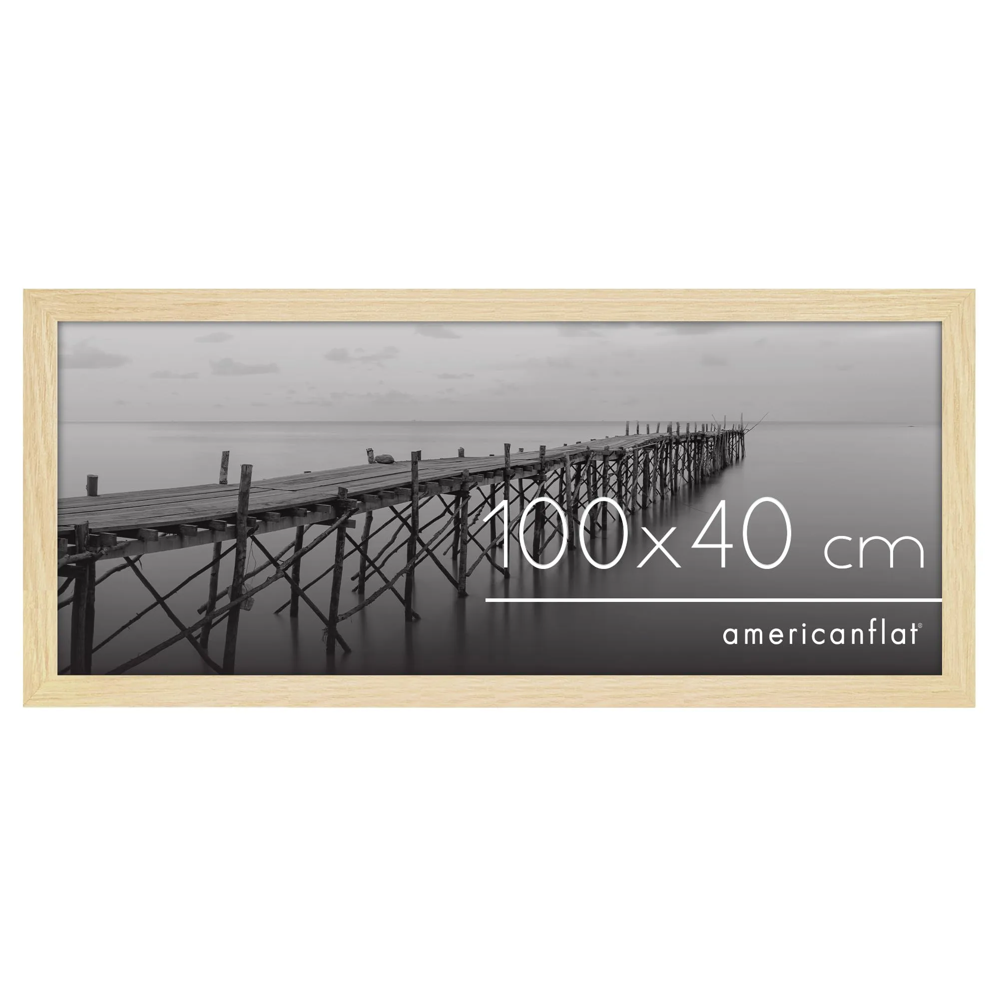 Americanflat Cornice Effetto Rovere Naturale, 100x40 cm, Legno MDF con Pannello in Plastica - immagine 1