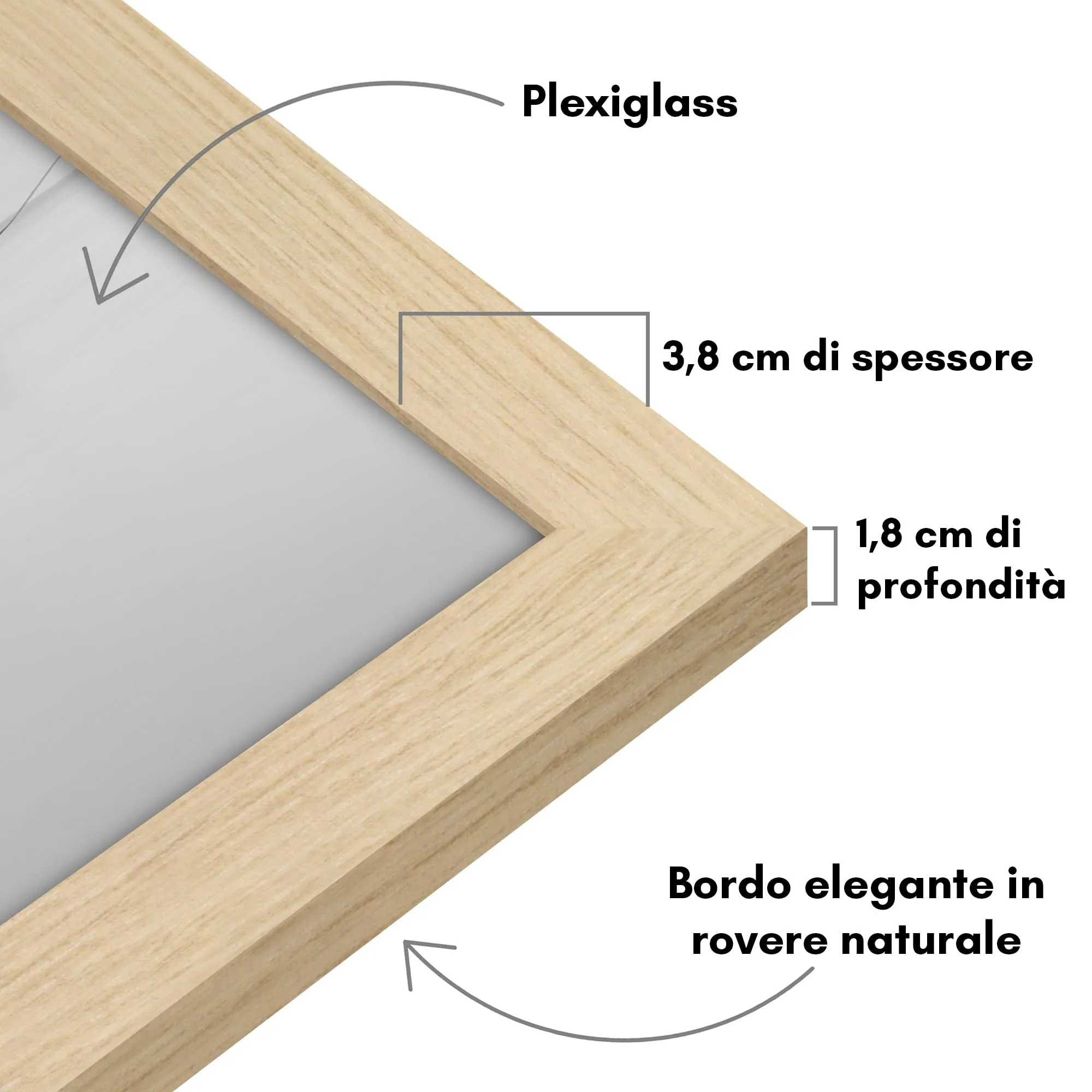 Americanflat Cornice Effetto Rovere Naturale, 100x40 cm, Legno MDF con Pannello in Plastica - immagine 5