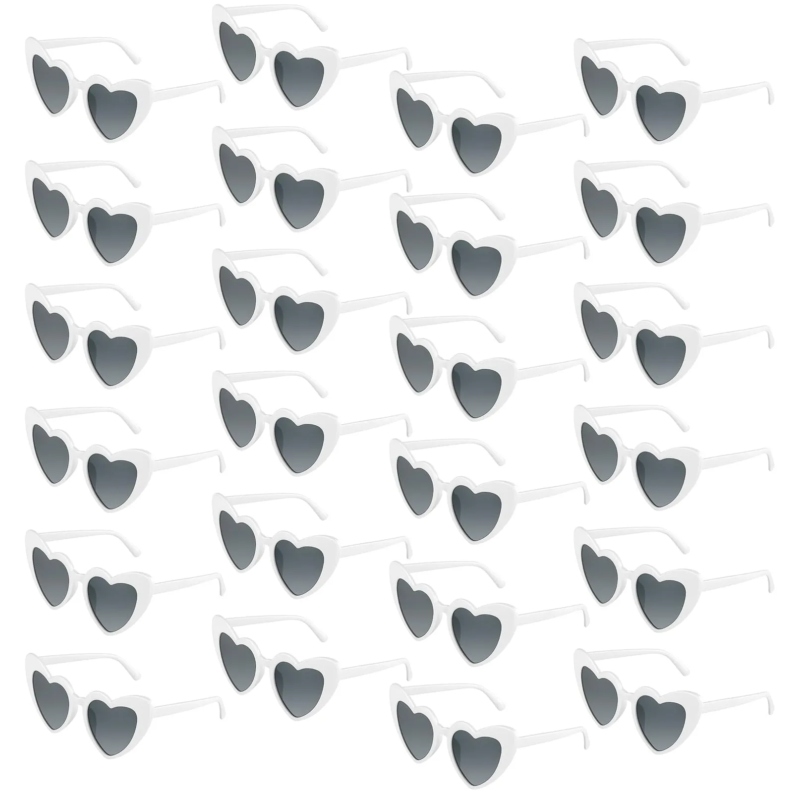 BOUBONI Occhiali da sole vintage a forma di cuore per donna, Bianco, 15.3 cm, Confezione da 24 pezzi - immagine 1