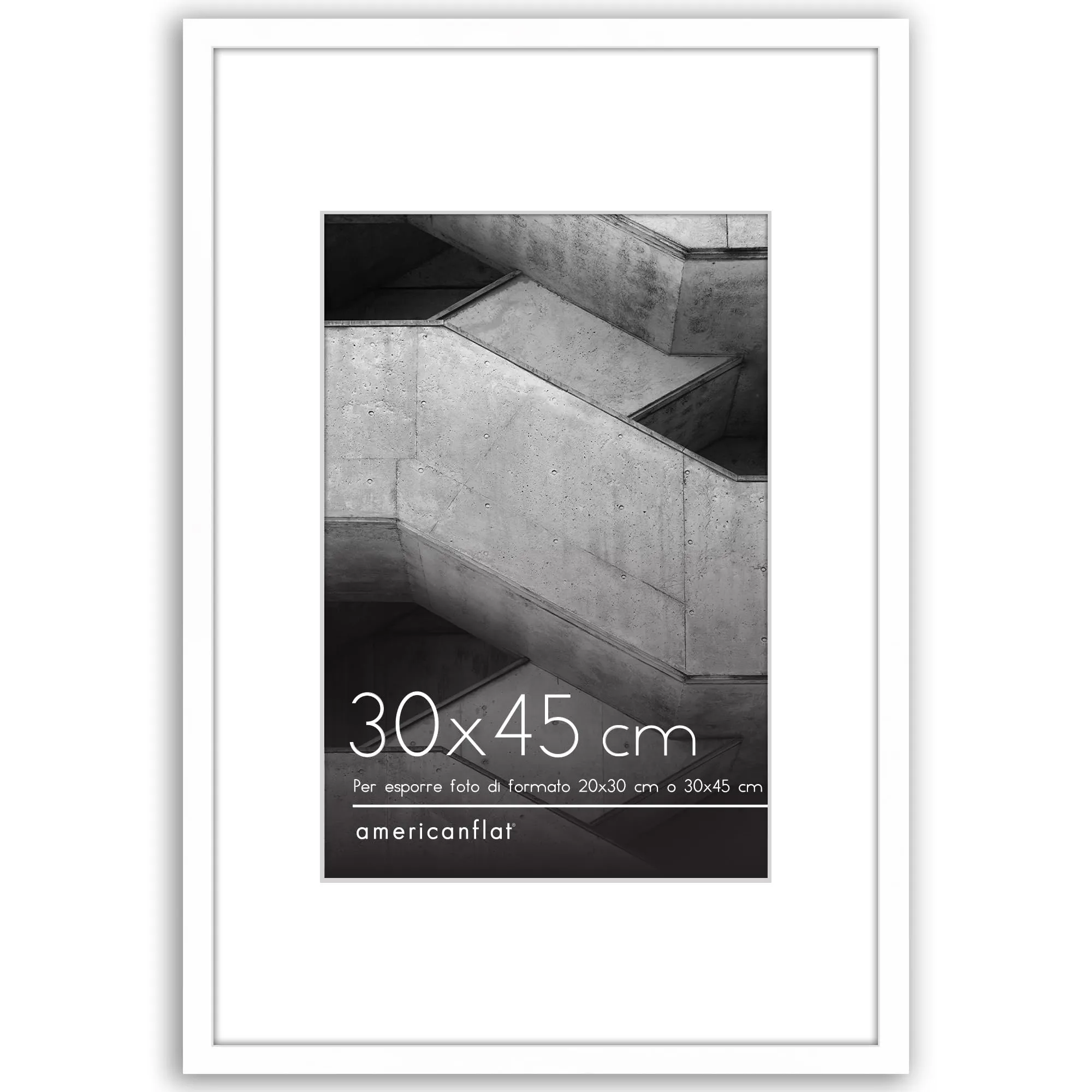 Americanflat Cornice Bianca 30x45 cm con Passepartout per Foto 20x30 cm o senza Passepartout 45x30 cm in PVC e Plastica - immagine 1