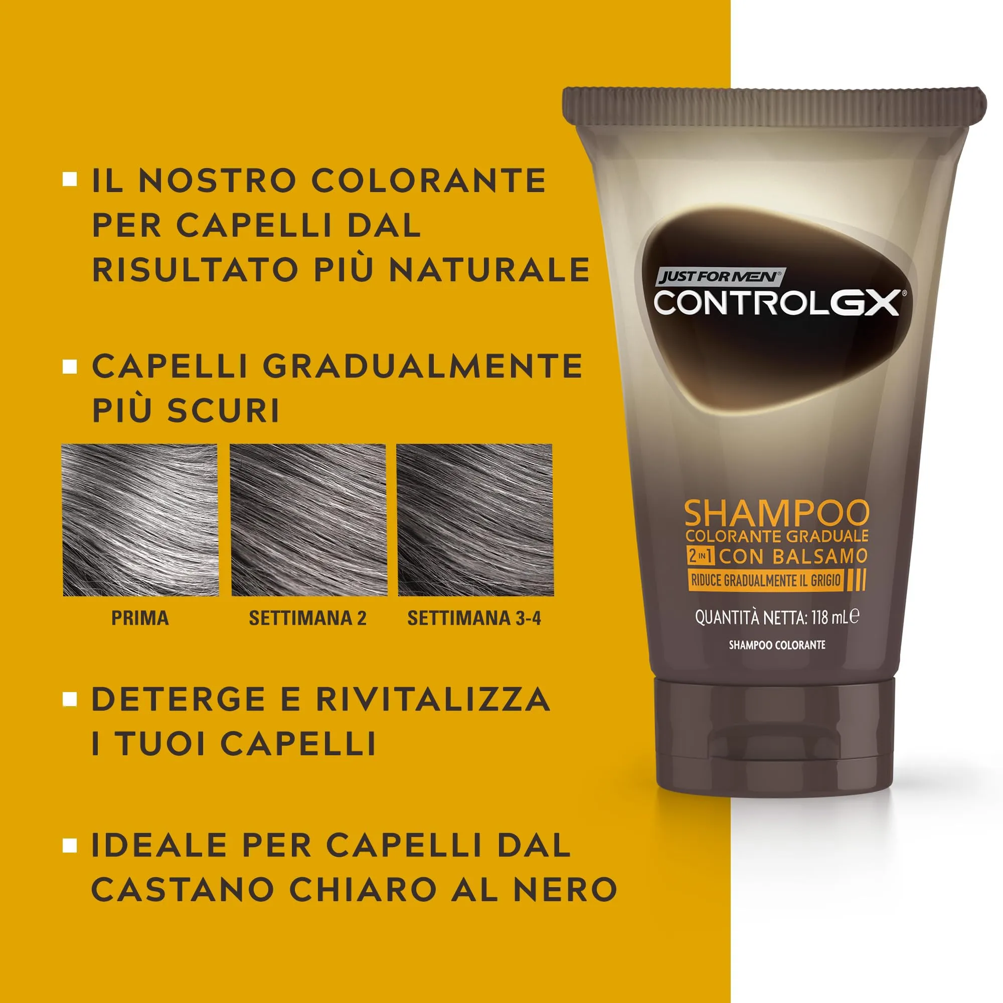 Just For Men Control GX 2in1 Anti-Grey Shampoo, 118 ml (3 Pack) - immagine 3