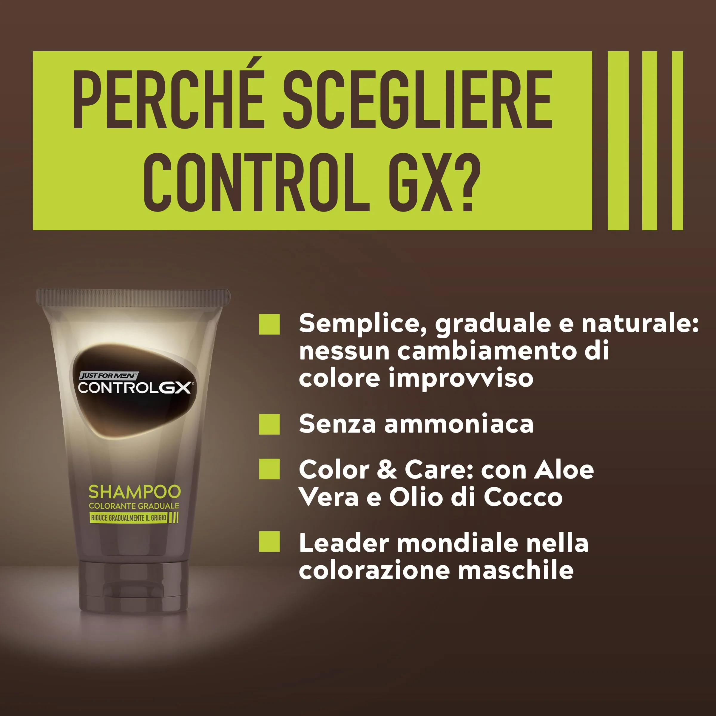 Just For Men Control GX Shampoo Anti-Grigio Graduale Uomo, 118 ml (3 Pack) - immagine 8