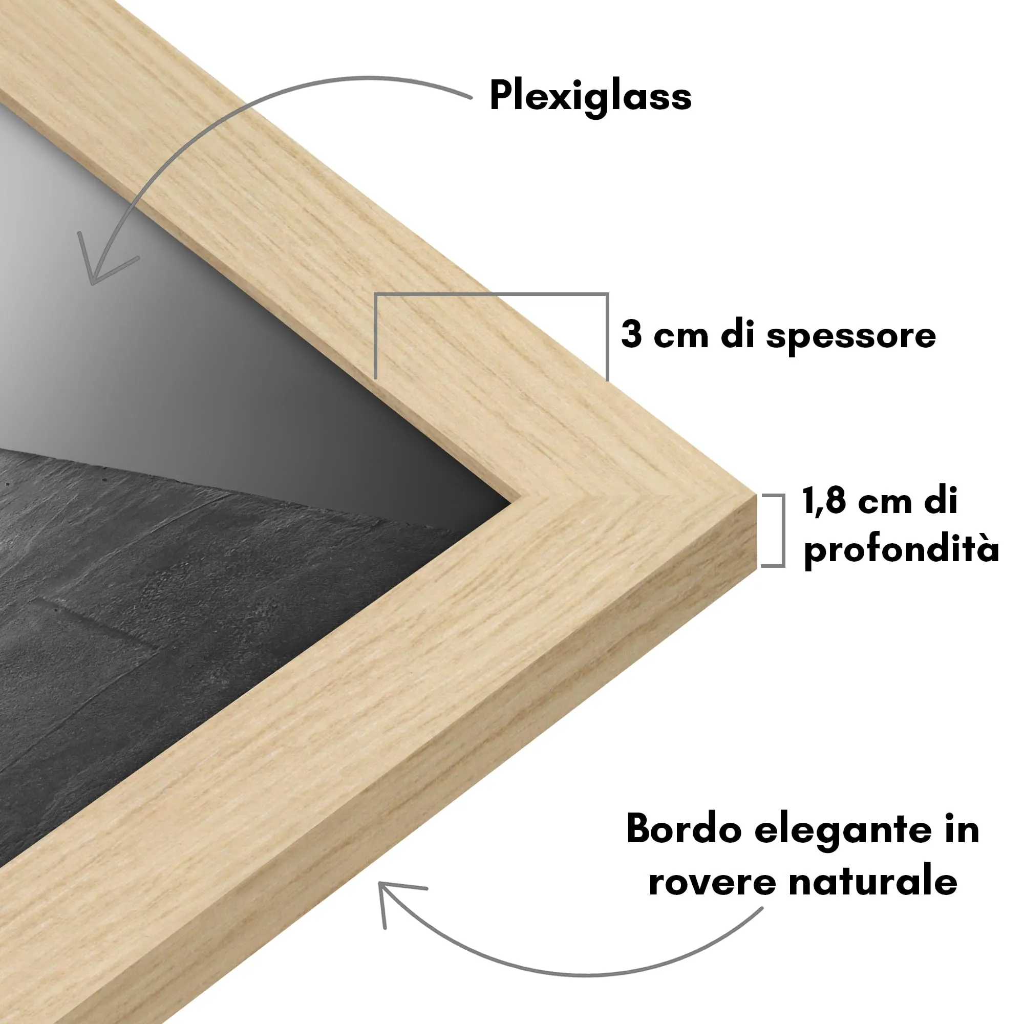 Americanflat Cornice 40x40 cm Effetto Rovere Naturale in Legno MDF - immagine 6