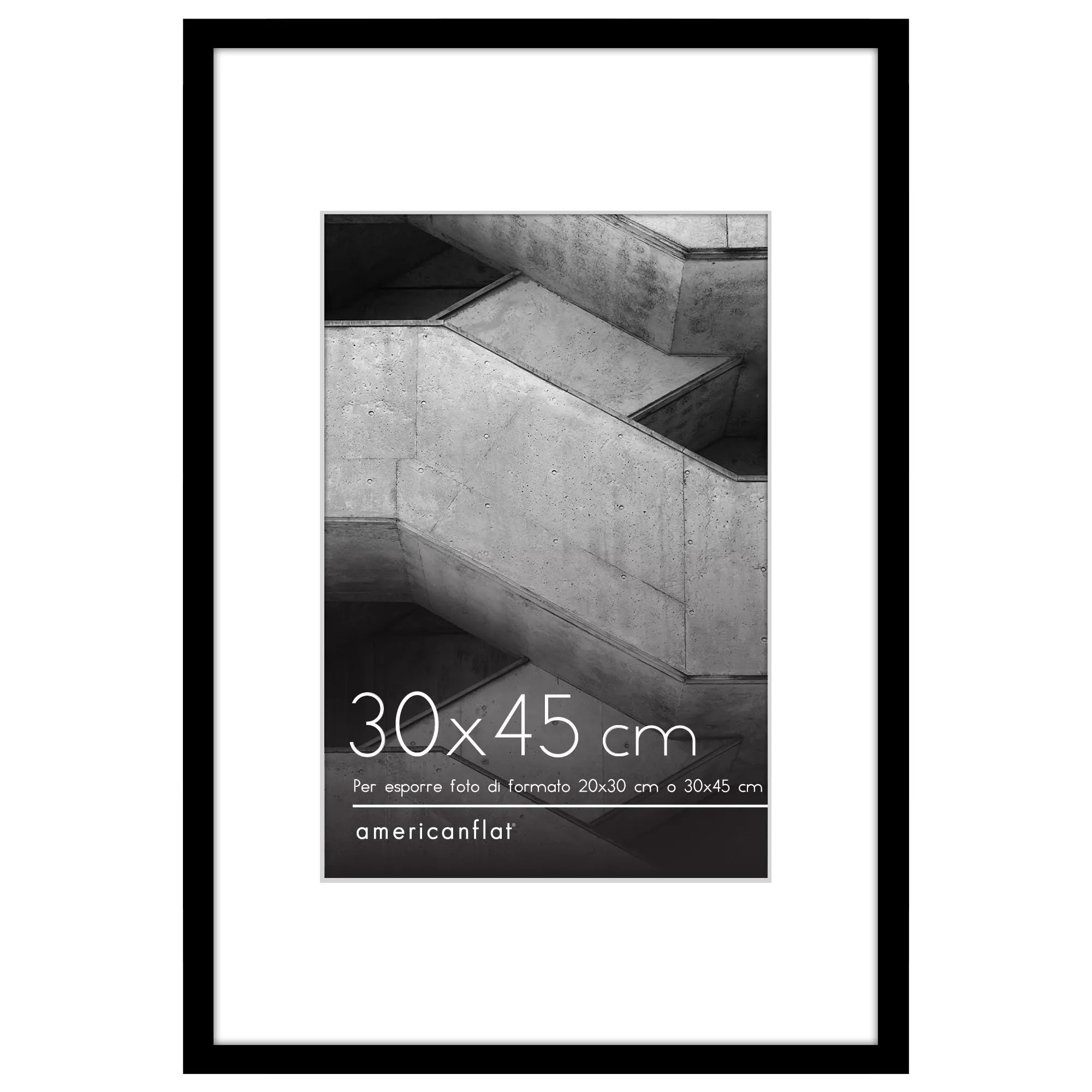 Americanflat Cornice Nera 30x45 cm per Foto 30x45 cm o 20x30 cm con Passepartout in PVC e Plastica - immagine 1