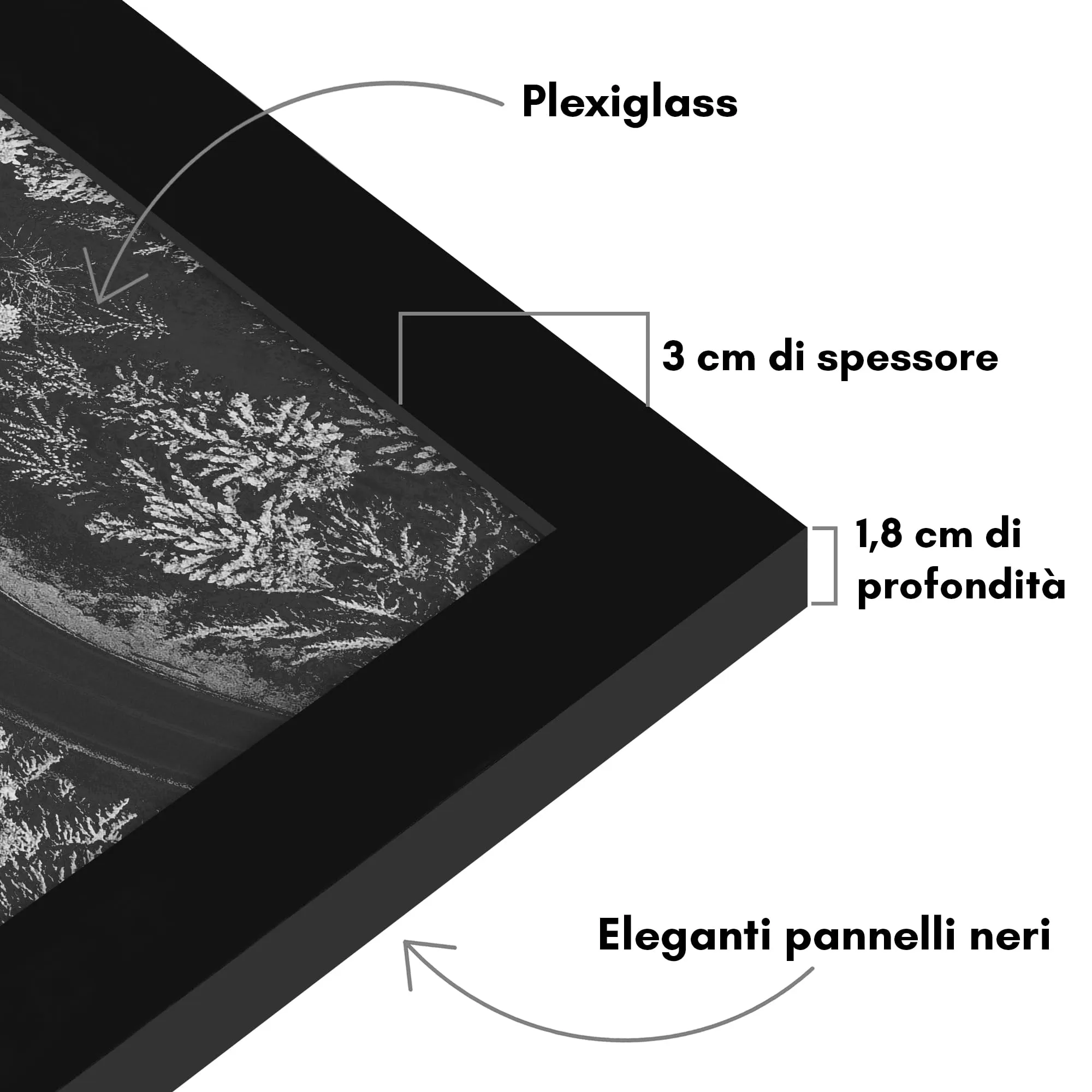 Americanflat Cornice 40x80 cm Nera in Legno MDF con Pannello Protettivo e Ganci Integrati - immagine 5