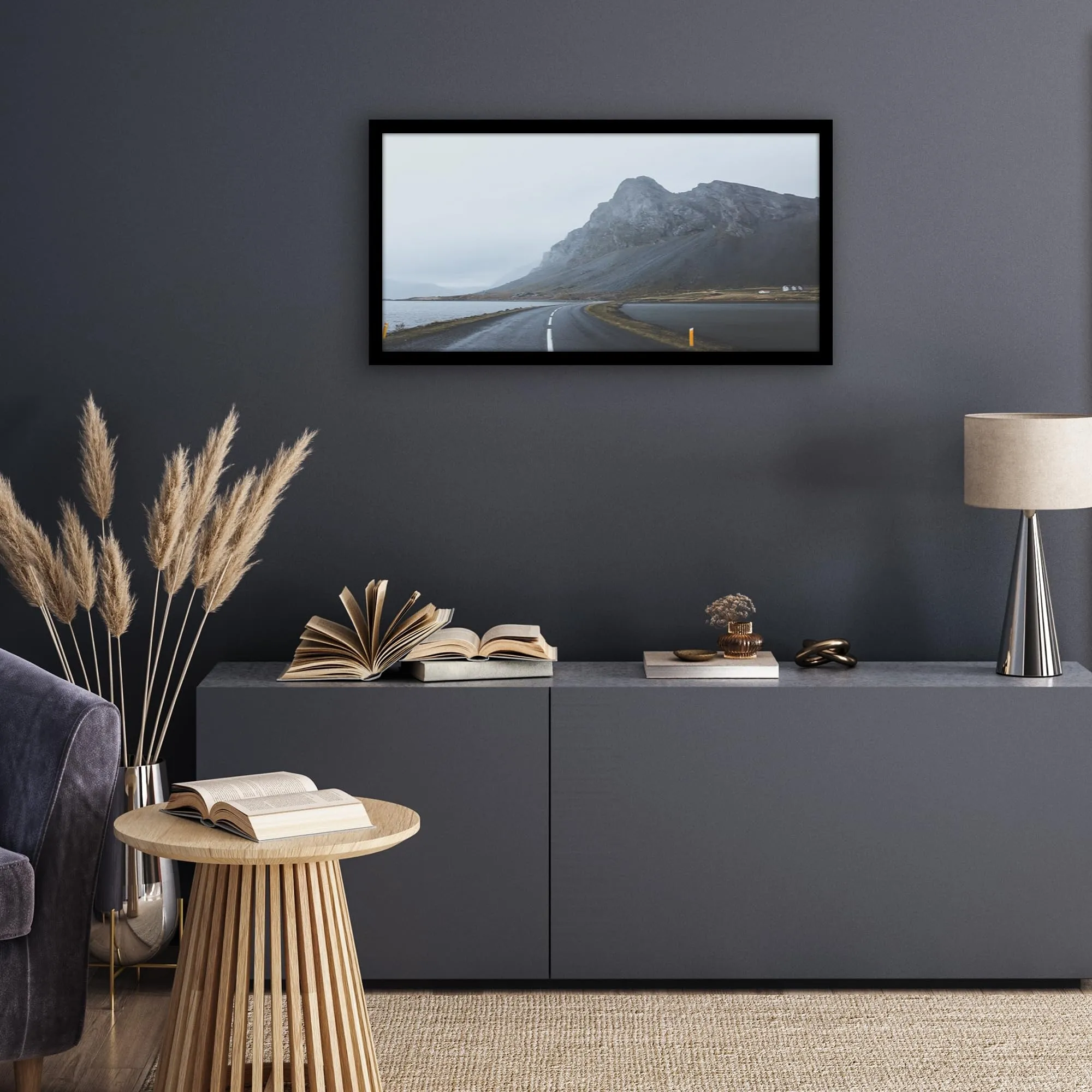 Americanflat Cornice 40x80 cm Nera in Legno MDF con Pannello Protettivo e Ganci Integrati - immagine 9