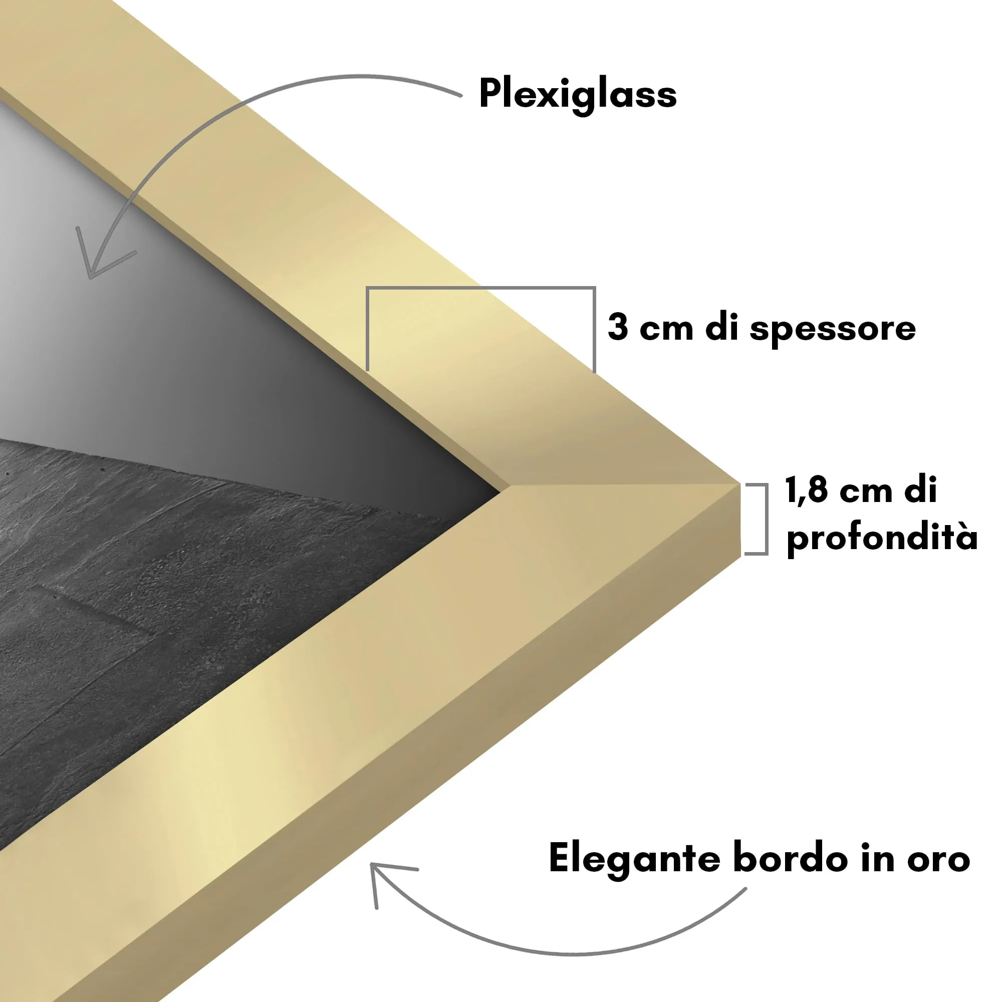 Americanflat Cornice Quadrata in Legno MDF Dorata 40x40 cm - immagine 6
