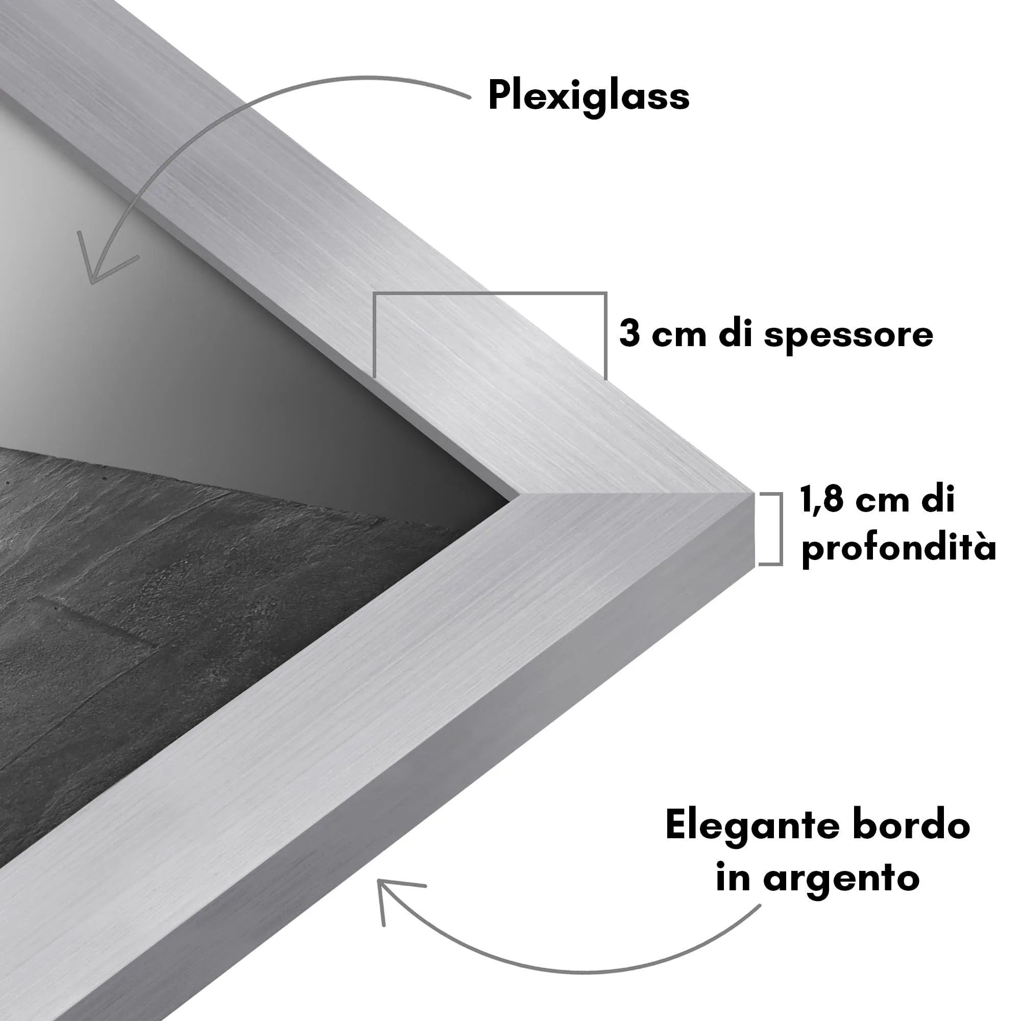 Americanflat Cornice Quadrata in Legno MDF, 40x40 cm, Argento - immagine 6
