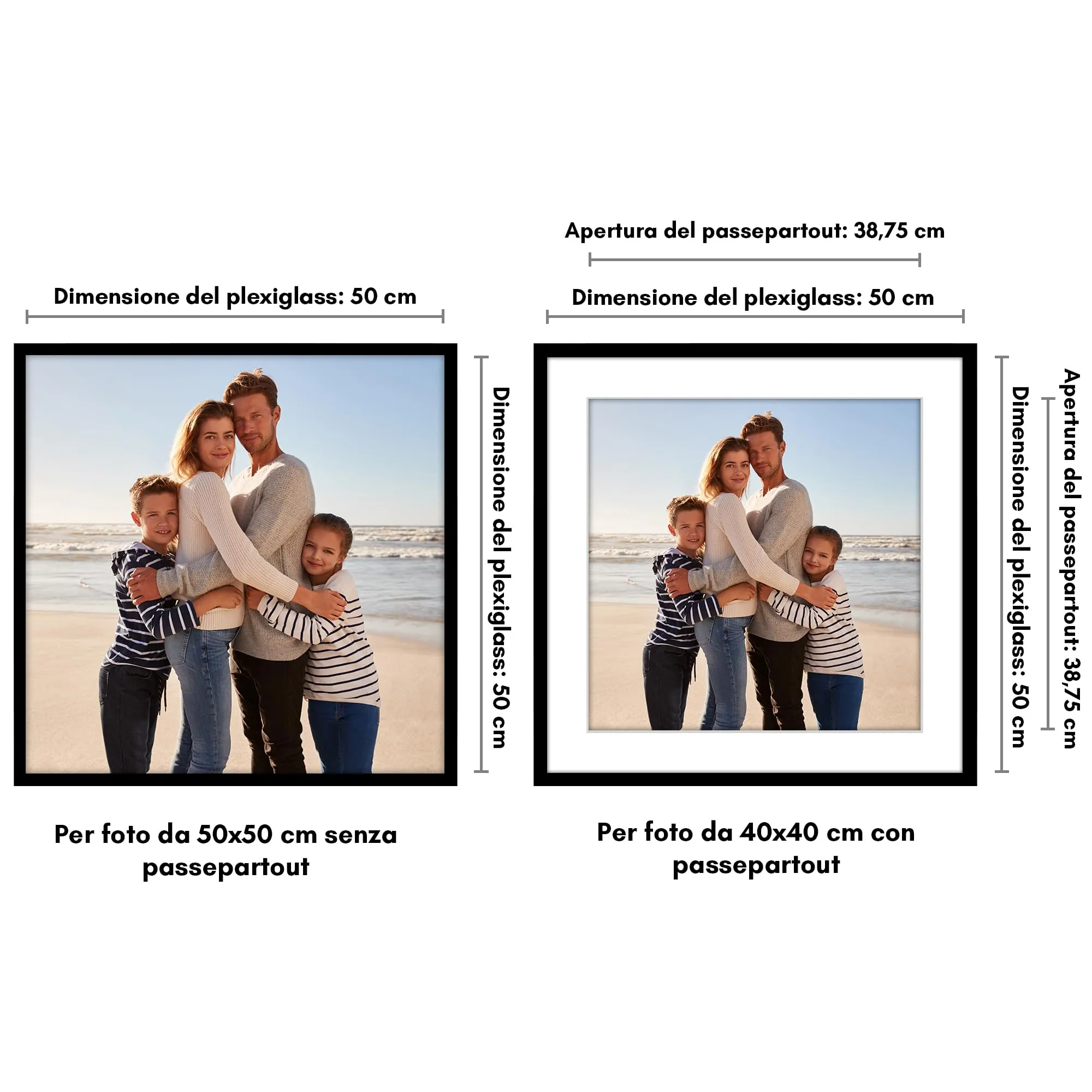 Americanflat Cornice 50x50 cm Nera con Passepartout 40x40 cm - immagine 2