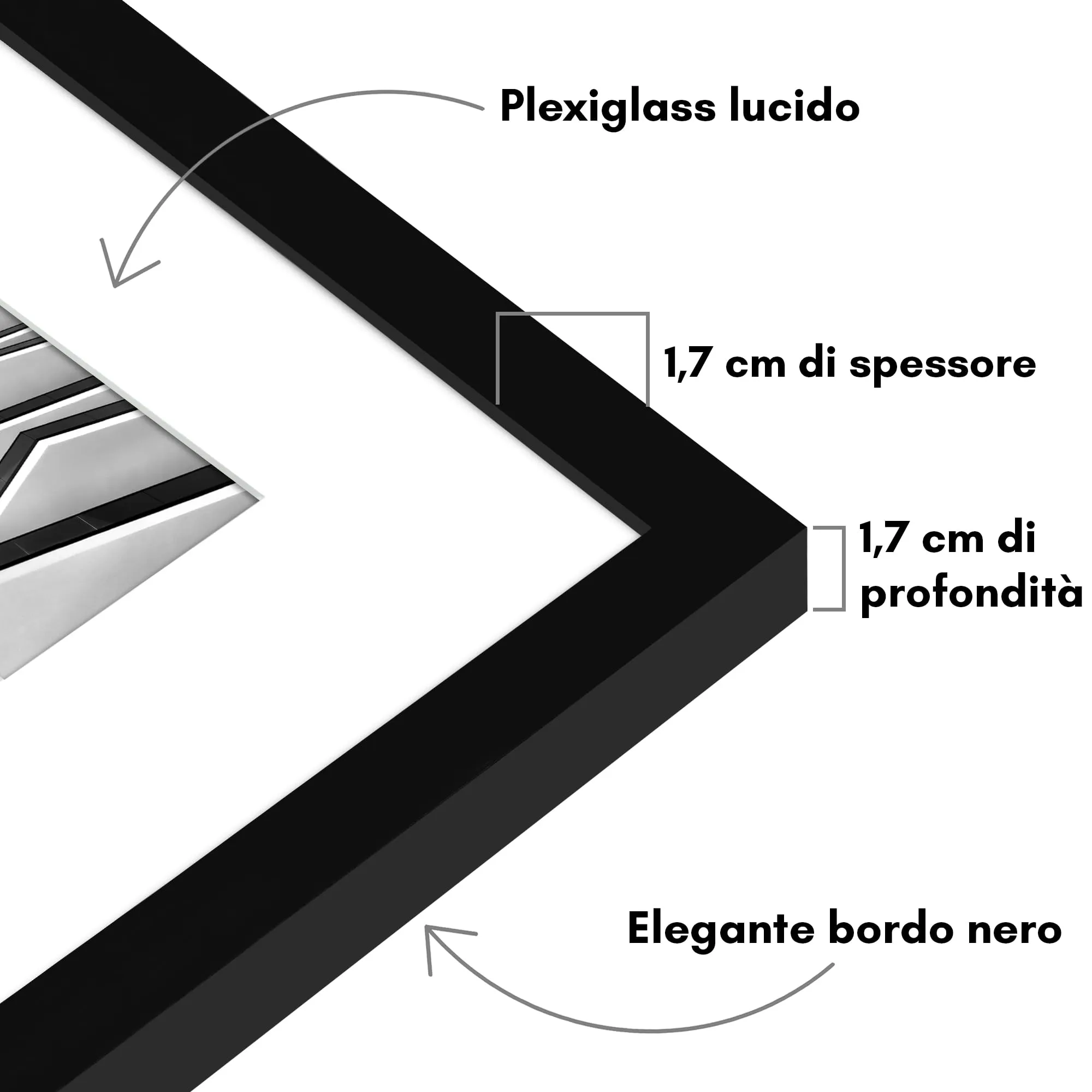 Americanflat Cornice 50x50 cm Nera con Passepartout 40x40 cm - immagine 3