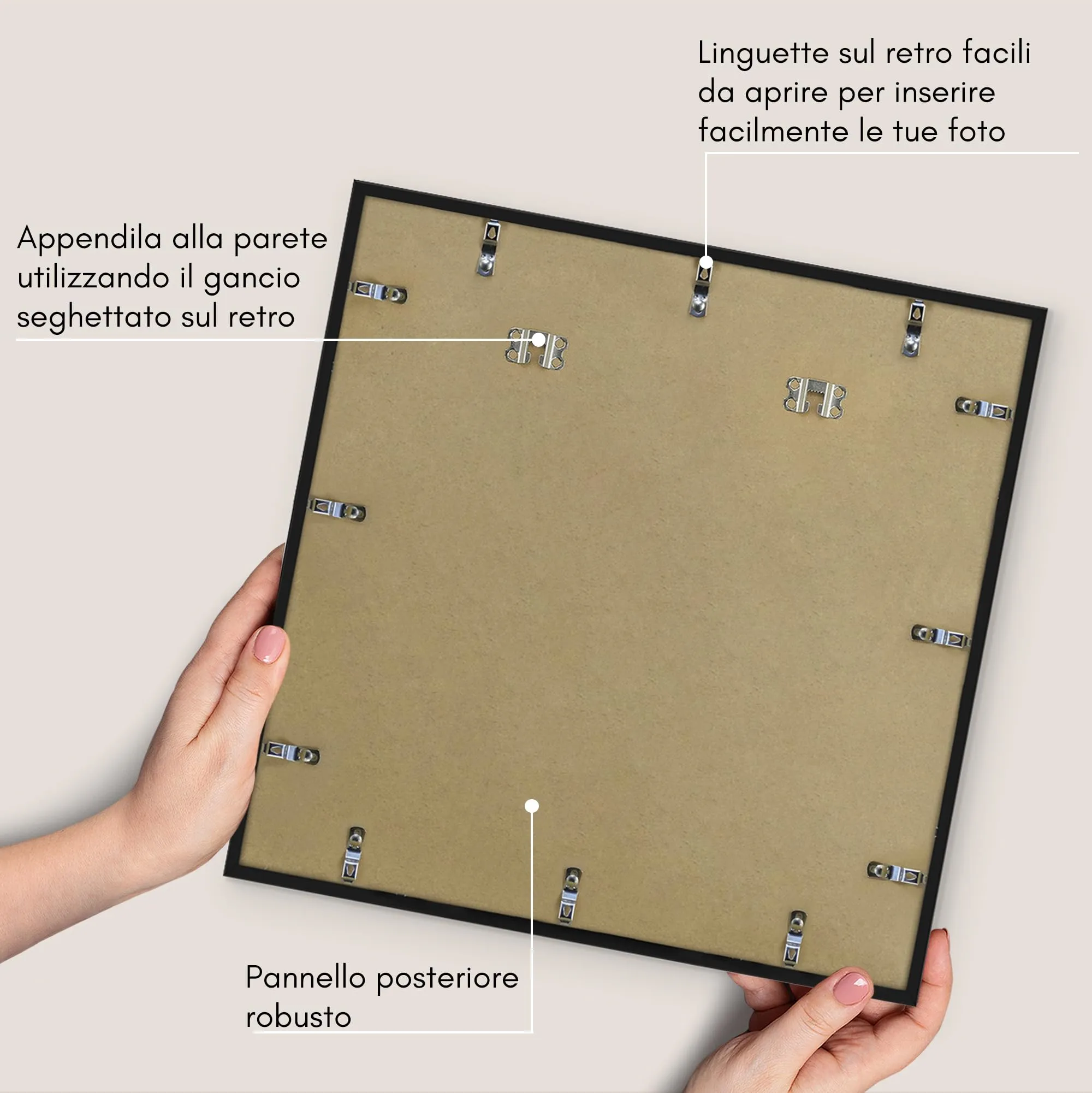 Americanflat Cornice 50x50 cm Nera con Passepartout 40x40 cm - immagine 5