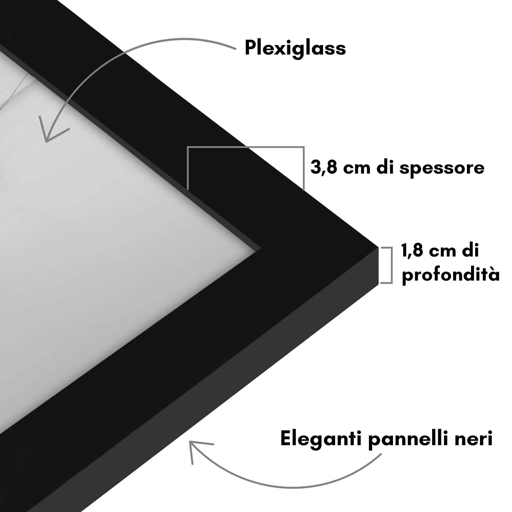 Americanflat Cornice in Legno MDF, 100x40 cm, Nero - immagine 3