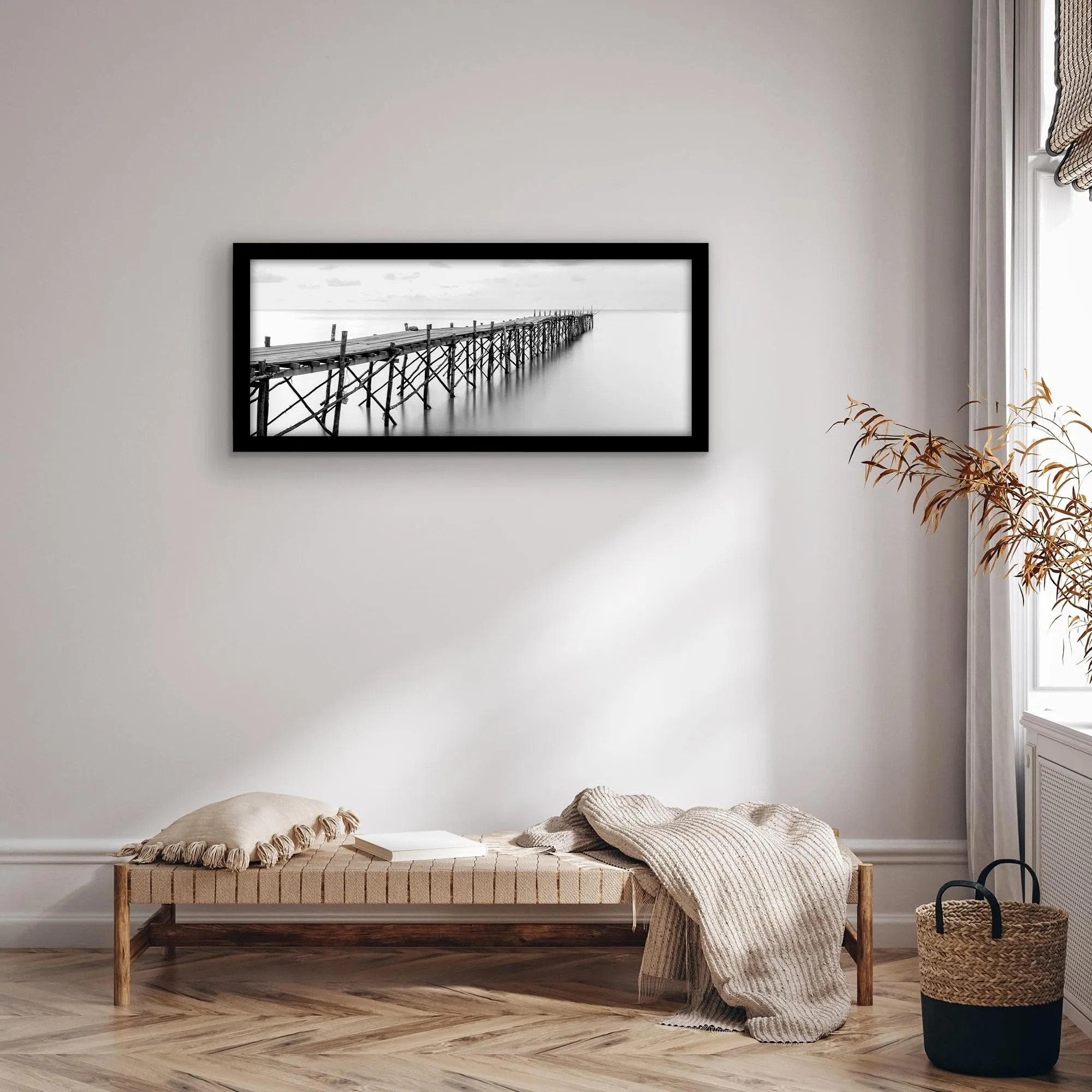 Americanflat Cornice in Legno MDF, 100x40 cm, Nero - immagine 5