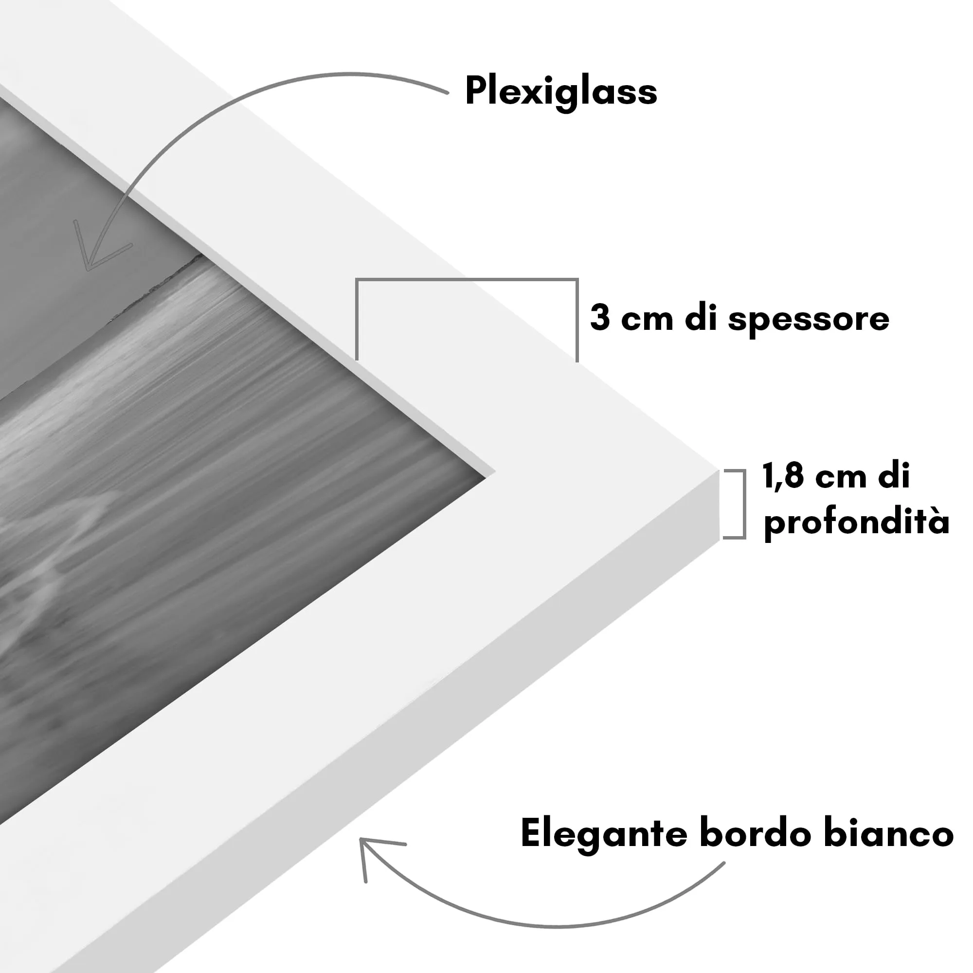 Americanflat Cornice Quadrata in Legno MDF Bianca 50x50 cm - immagine 3