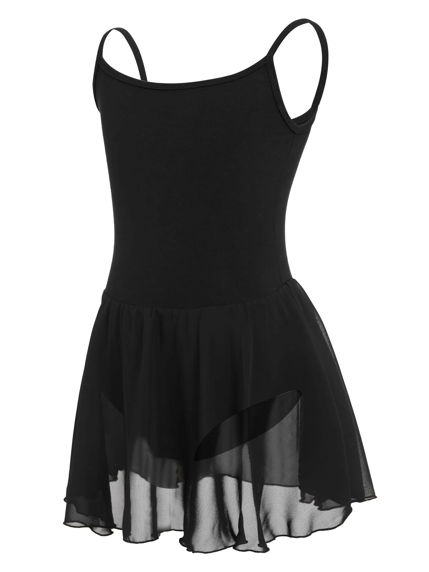 Eisnnu Vestito da Balletto e Ginnastica per Ragazza in Cotone con Gonna in Chiffon, Nero, Taglia 100 - immagine 1