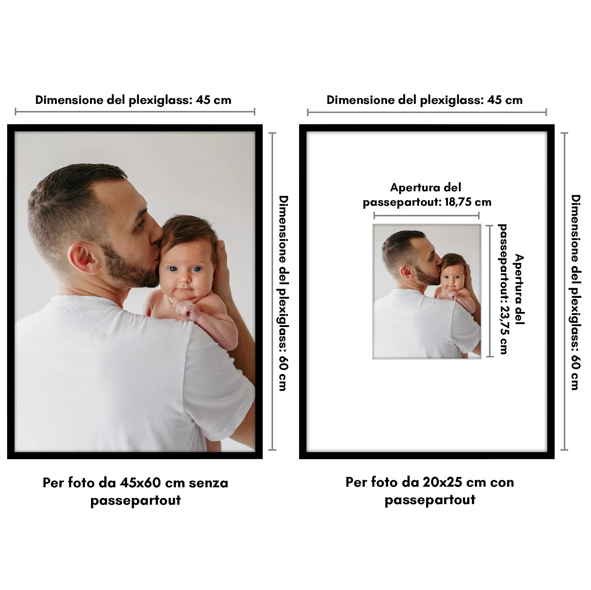 Americanflat Cornice Nera 45x60 cm con Passepartout 20x25 cm - immagine 2