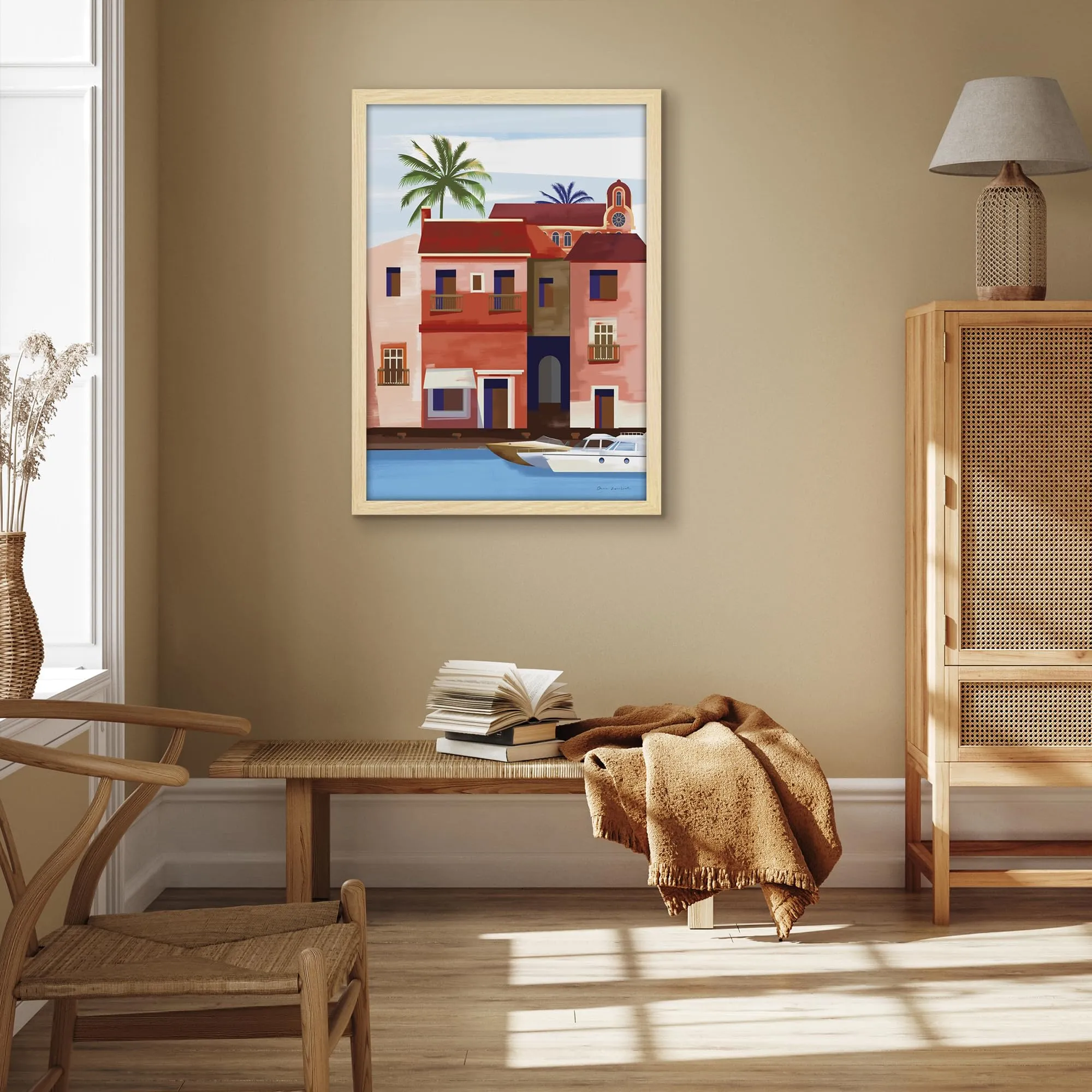 Americanflat Cornice Effetto Rovere Naturale 60x85 cm in Legno MDF - immagine 8