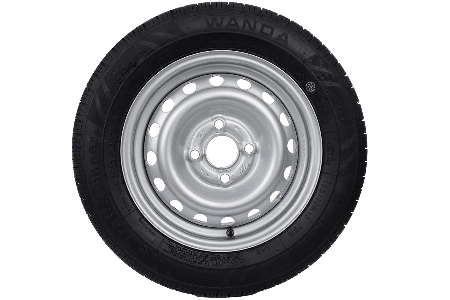 Unitrailer Wanda Ruota Completa per Rimorchio 155/70 R13 79N, Cerchio 4x100 ET30, Portata 437 kg - immagine 2