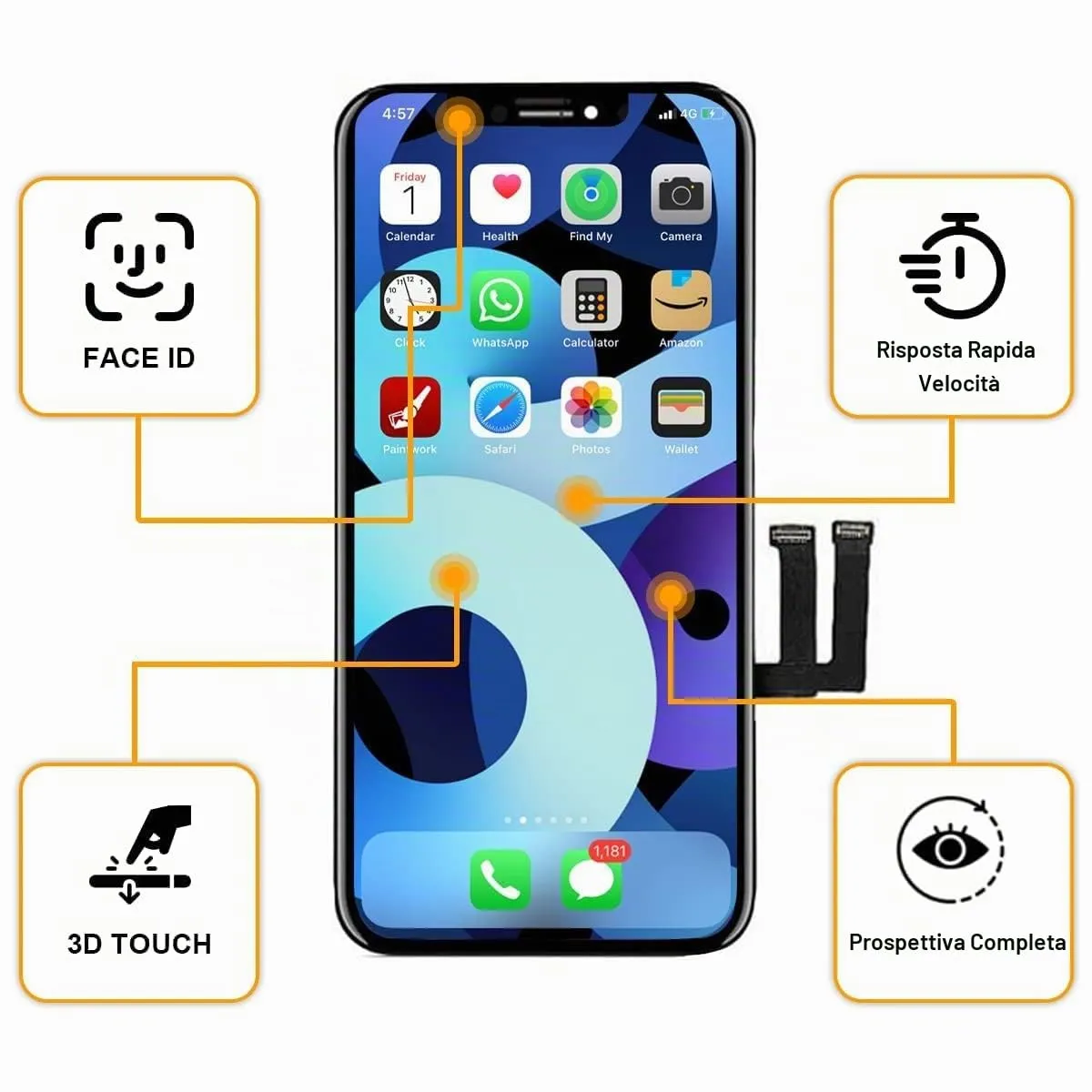 GULEEK Display LCD FHD COF 6,1" per iPhone 11, Touch Screen Integrato - immagine 4