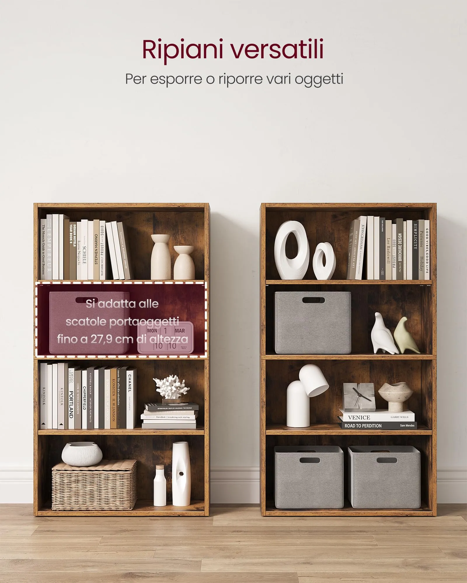 VASAGLE Custos Libreria a 4 Ripiani, Marrone Vintage LBC164X01 - immagine 4