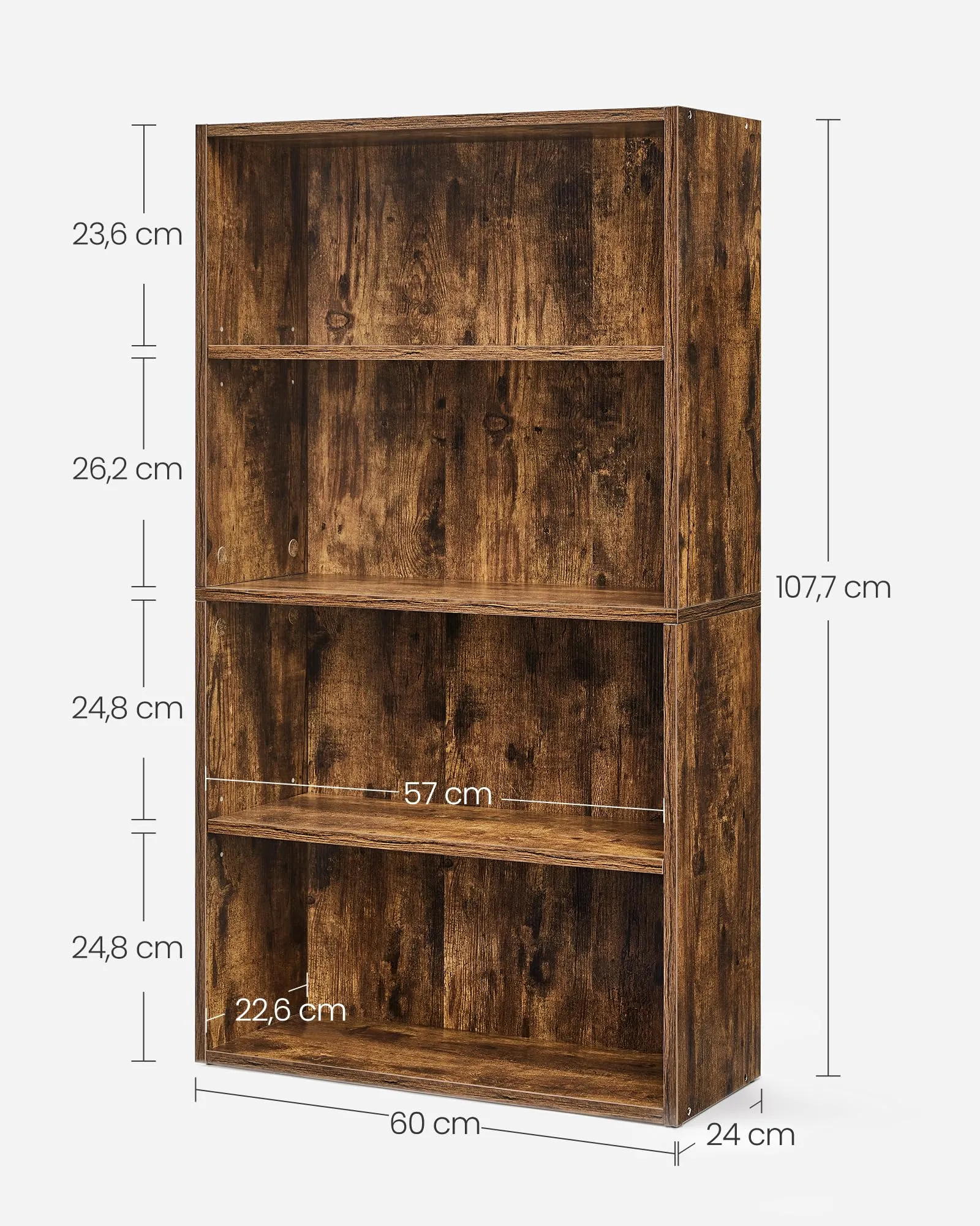 VASAGLE Custos Libreria a 4 Ripiani, Marrone Vintage LBC164X01 - immagine 9